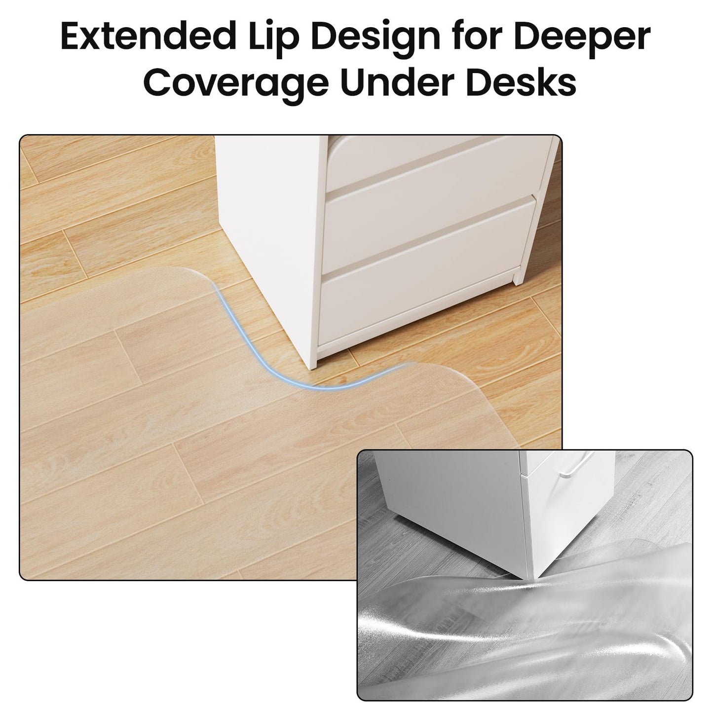 Delamu Office Chair Mat for Hardwood Floor, Clear Under Desk Chair Mats for Rolling Chairs, Plastic PVC Floor Protector for Office Home (Only for Hard Floor) (Clear, 48 * 60in)