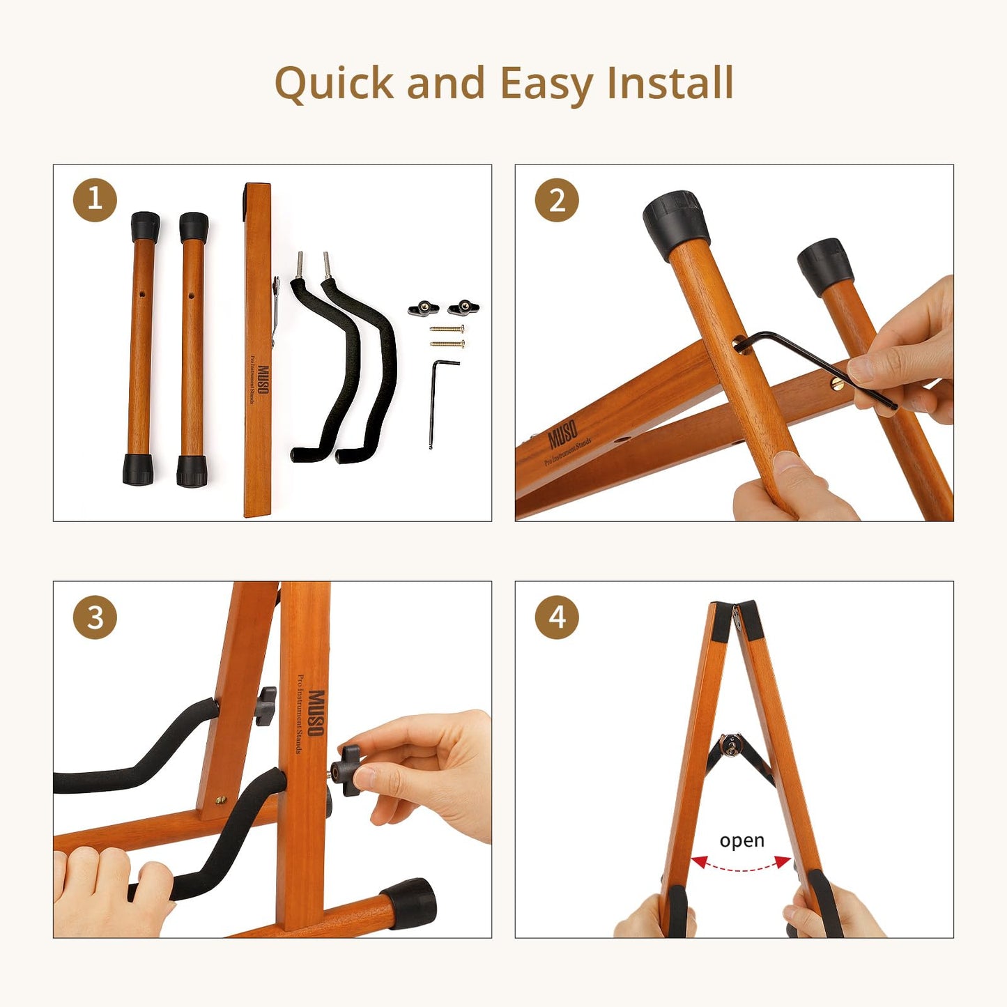 Guitar Stand,Acoustic Guitar Stand,Wood Classical Electric Guitar Stand,Foldable Bass Guitar Stand,Guitar Accessories also fit Bass,Violin,Ukulele(Rosewood)