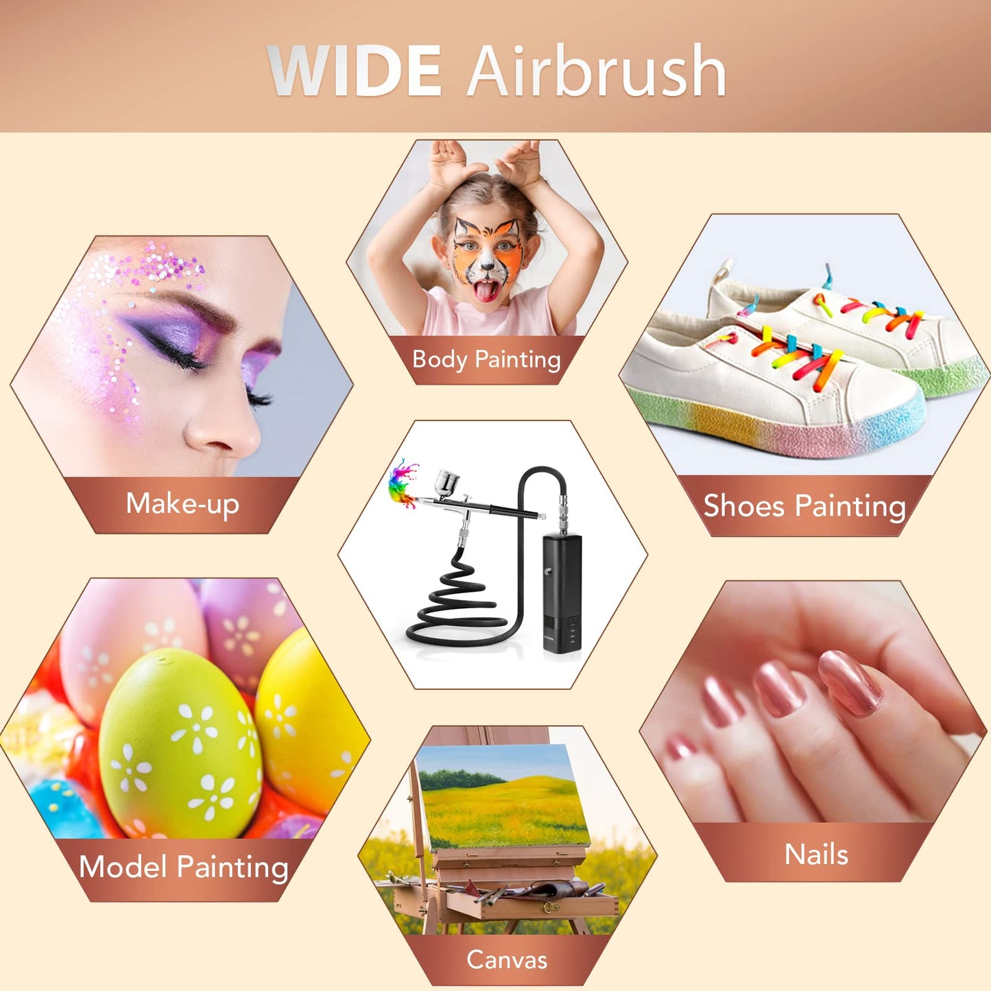 Cordless Airbrush Kit with Compressor, 32PSI Handheld Mini Air Brush Gun Set, Portable High Pressure Air Brushes for Painting, Tattoo, Nail Art, Mode, Makeup, Cake, Barber (Black)