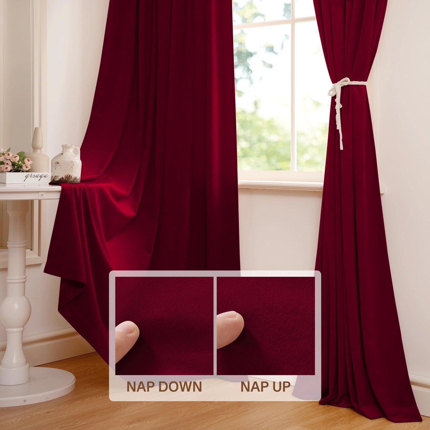 StangH Christmas Red Velvet Curtains 96-inch - Heavy-Duty Large Window Room Darkening Privacy Enhancing Panels for Home Theater/Film Room/Stage, Red, 52 x 96 inches, 2 Panels