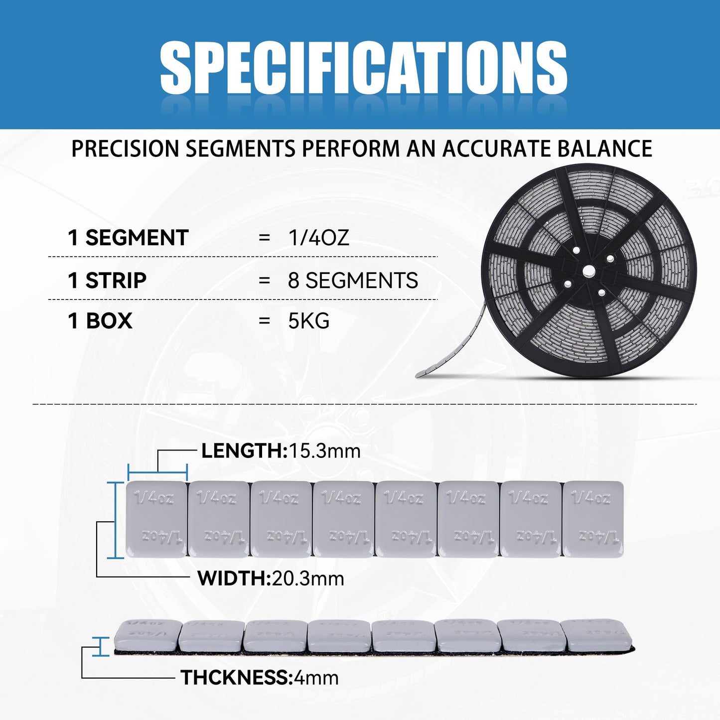 EOTH 0.25 Oz Gray Adhesive Backed Wheel Weights (715pcs, 5kg), 1/4 Oz Stick on Wheel Weights for Cars, Trucks, SUVs, Motorcycles