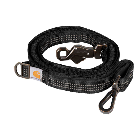 Carhartt Pet Durable Nylon Webbing Shock Absorbing Leash for Dogs, Reflective Stitching for Visibility, Black, Large
