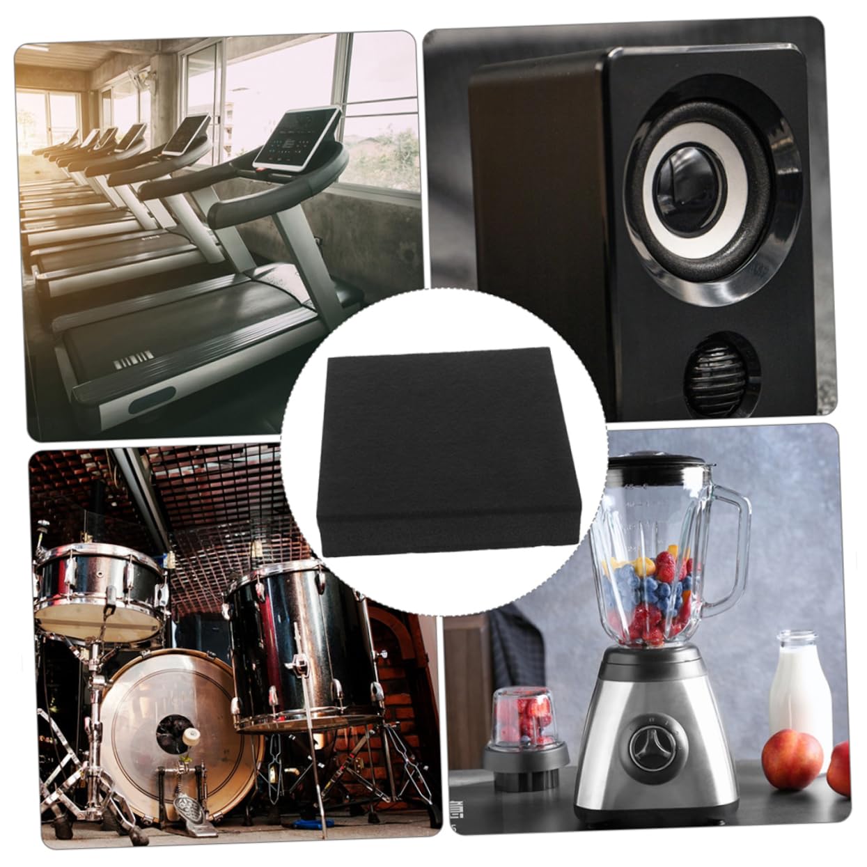Wakauto 30cm x 30cm x 4.5cm Black Soundproofing Pad for Drums and Subwoofer Speakers Noise Cancelling Isolation Mat Vibration Absorbing for Home and Studio