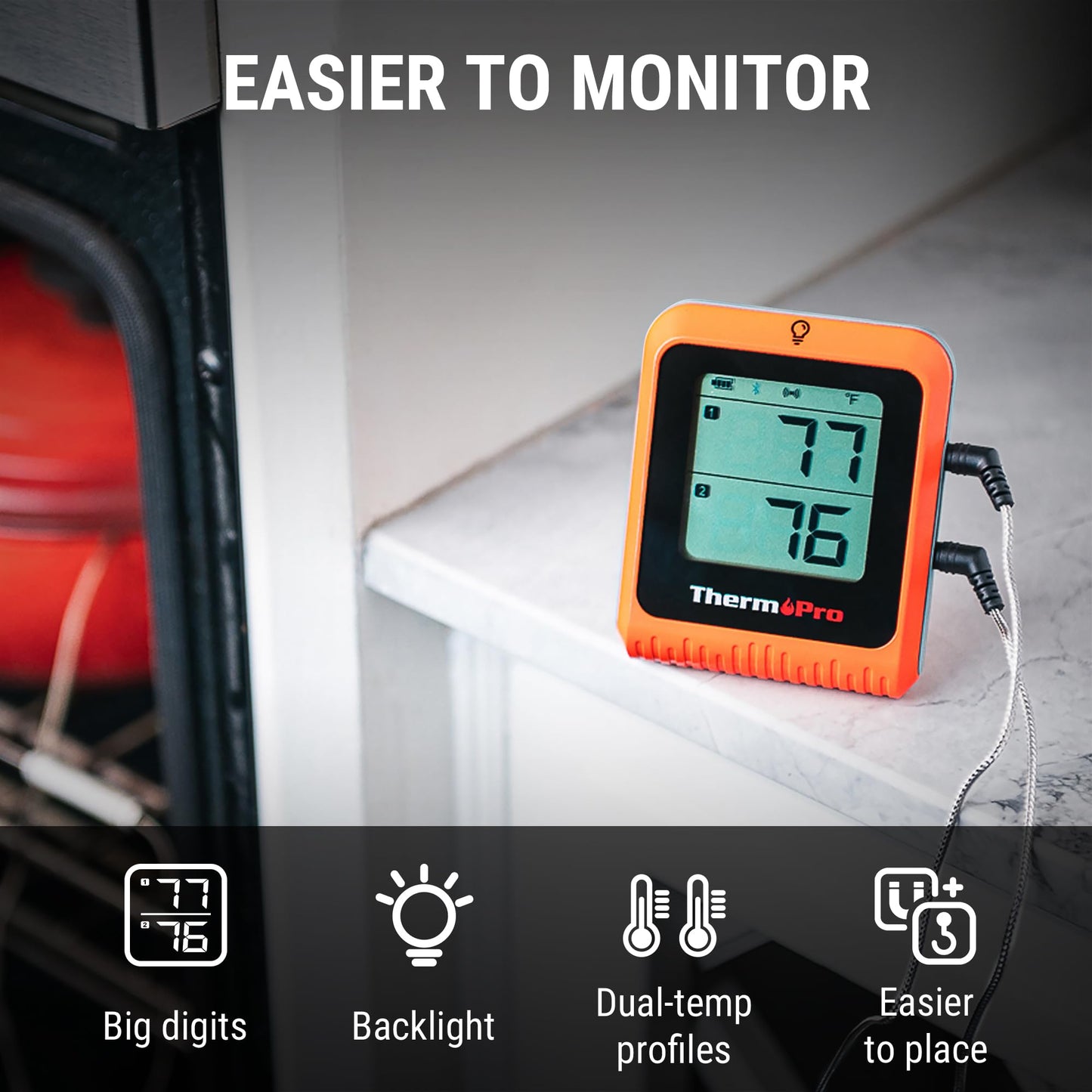ThermoPro Wireless Meat Thermometer of 650FT, Bluetooth Meat Thermometer for Smoker Oven, Grill Thermometer with Dual Probes, Smart Rechargeable BBQ Thermometer for Cooking Turkey Fish Beef
