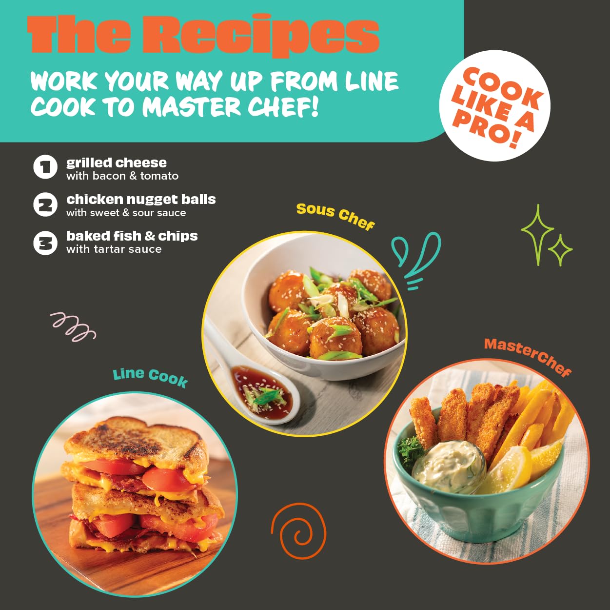 MasterChef Junior Cooking Essentials Set - 9 Pc. Kit Includes Recipes, Apron, Cutting Board, Mixing Bowl, Measure Cups, Spoons, Homemade