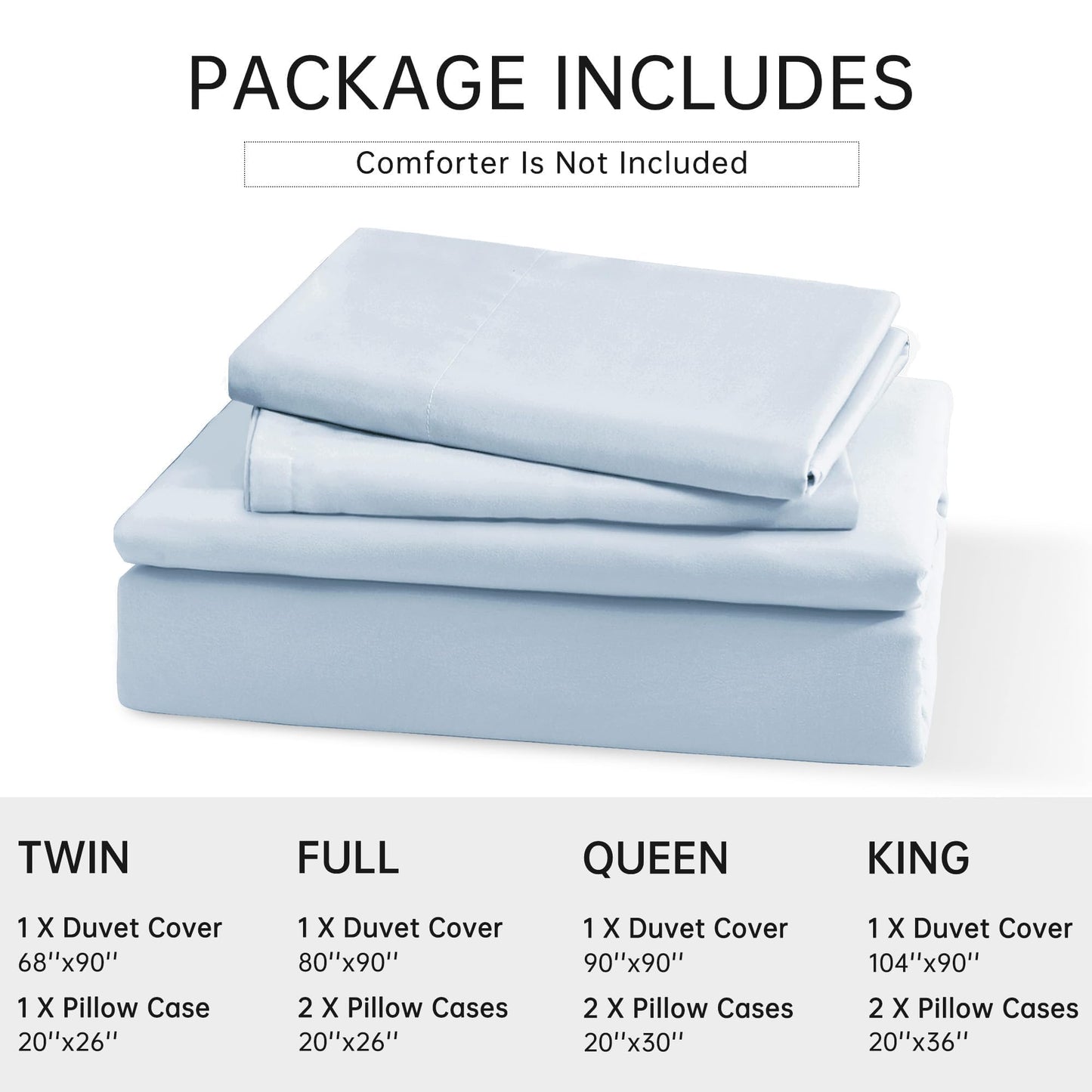 Sasttie Duvet Cover Queen, 3-Piece Ultra Soft Double Brushed Bedding Sets for All Season Use, Includes 1 Duvet Cover 90x90 Inches, 2 Envelope Pillowcases 20x30 Inches, Light Blue