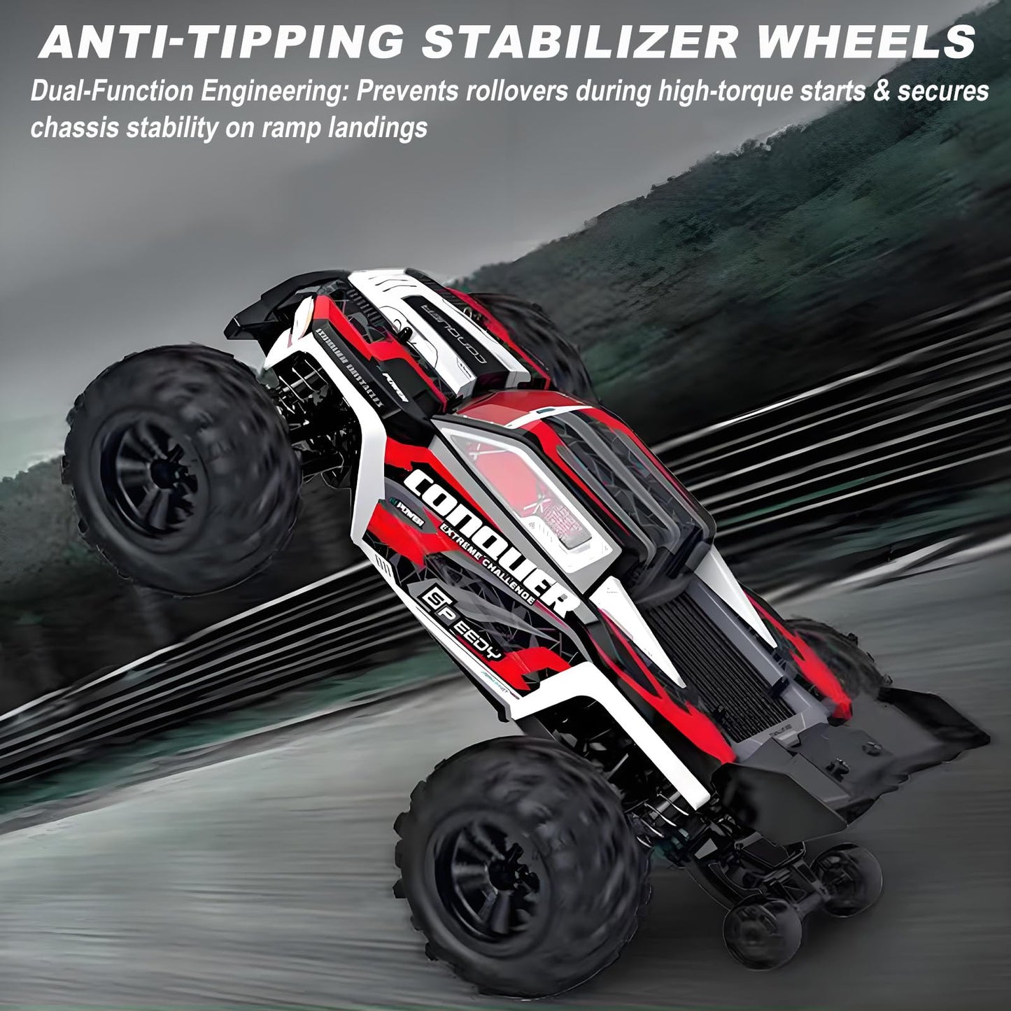 GAMRUXI 1:16 Scale 4WD High-Speed RC Car, 40+KM/H Off-Road Remote Control Truck for Adults & Teens - All Terrain Electric Vehicle with 2 Rechargeable Batteries & 2.4GHz - Gift Idea(Green&Red)