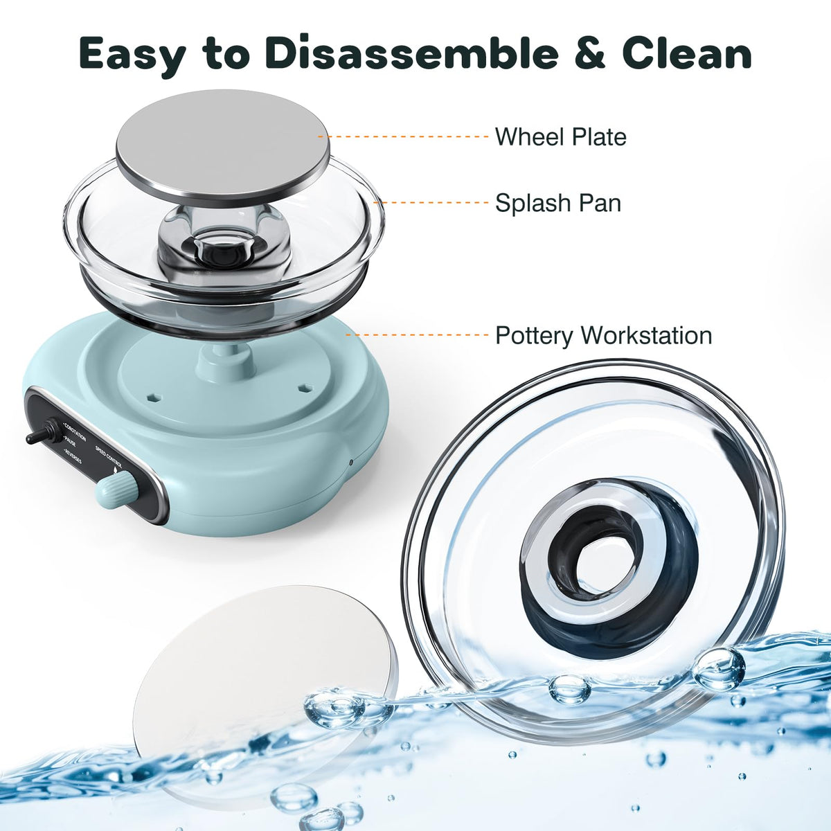 Alldeer Mini Pottery Wheel Kit - 4.7" Electric Clay Wheel with Foot Pedal, Adjustable Speed & Forward/Reverse Rotation Ceramic Wheel, Tiny Clay Spinner for Adults and Beginners (Green)