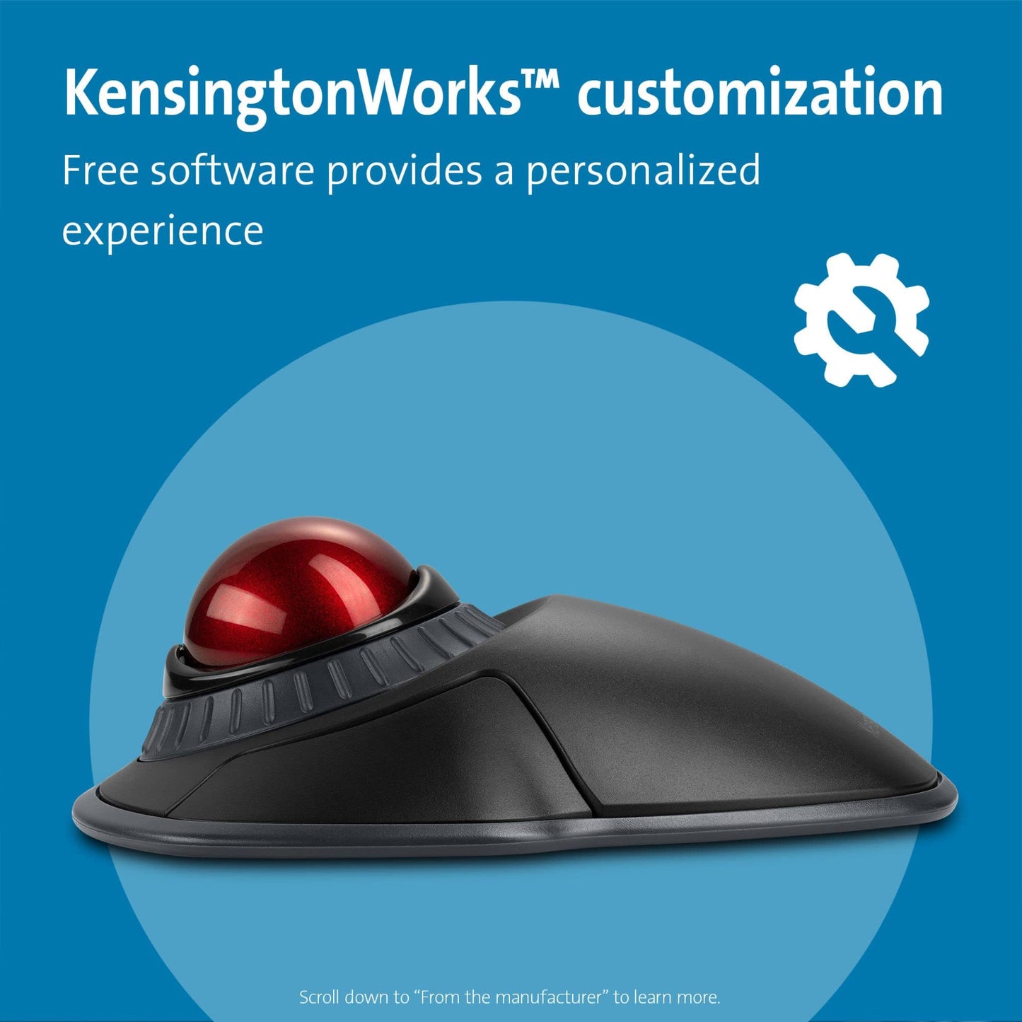 Kensington Orbit Wireless Trackball Mouse with Scroll Ring - Finger Control Ergonomic Mouse with Programmable Buttons, USB or Bluetooth Connection for Windows and MacOS - Black (K70990WW)