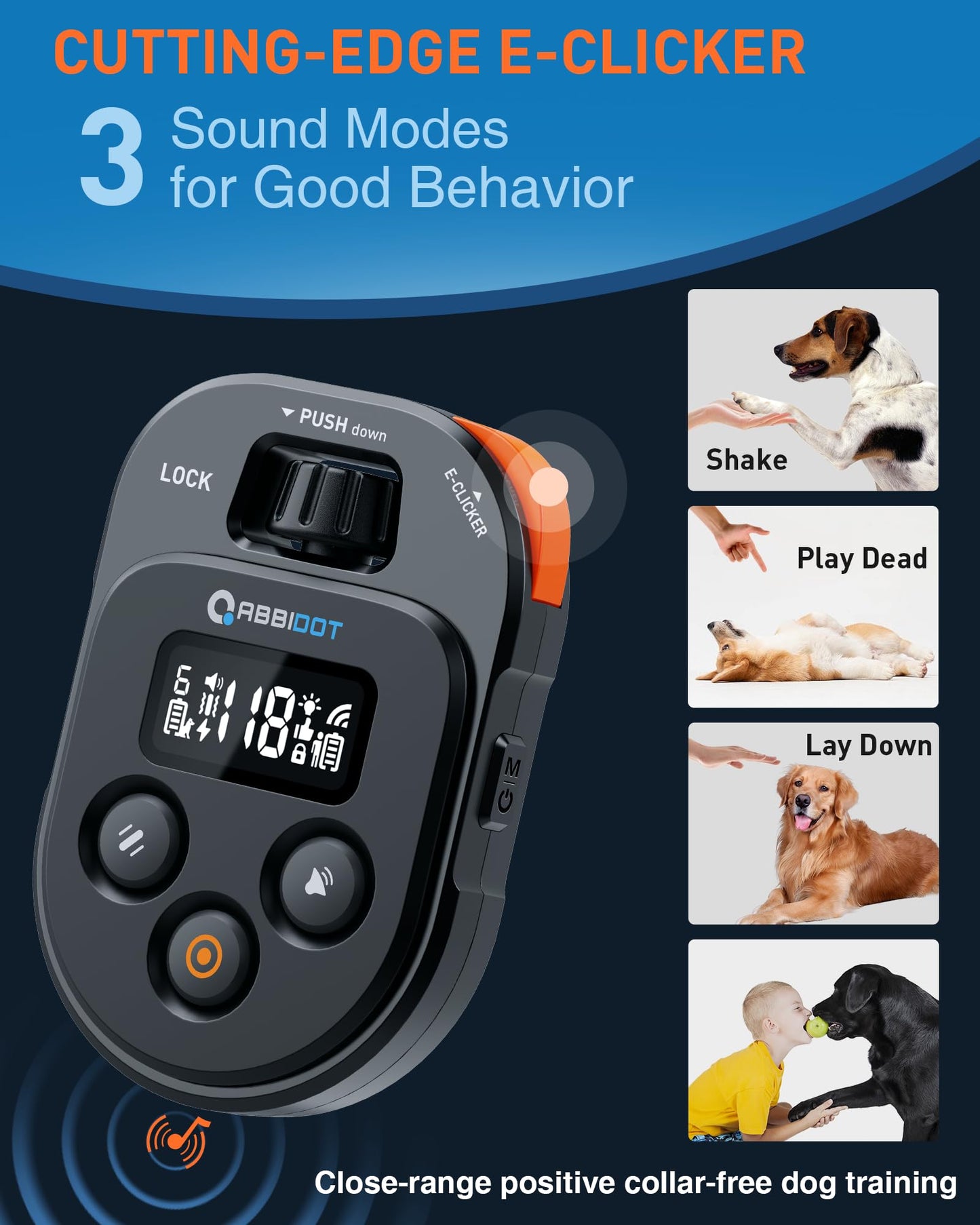 ABBIDOT Shock Collar - 4500ft Dog Training Collar, 4 Customized Modes with 178 Levels, E-clicker, Night Light, Waterproof Rechargeable E Collar for Small Medium Large Dogs