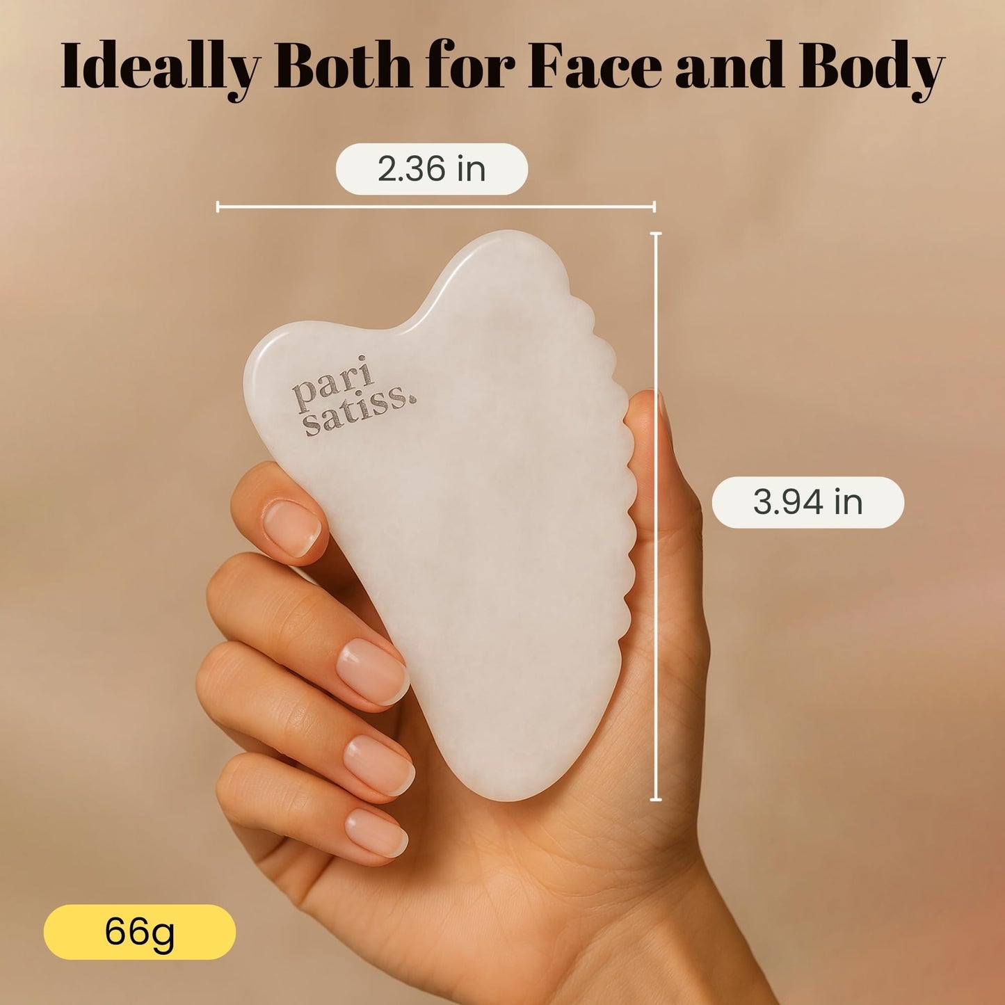 Pari Satiss Jade Gua Sha Facial Tool, Hand-Carved Premium Guasha Stone for Face, Jawline Shaper, Guasha Tool for Face and Body, Skin Care Tools, Pearly White
