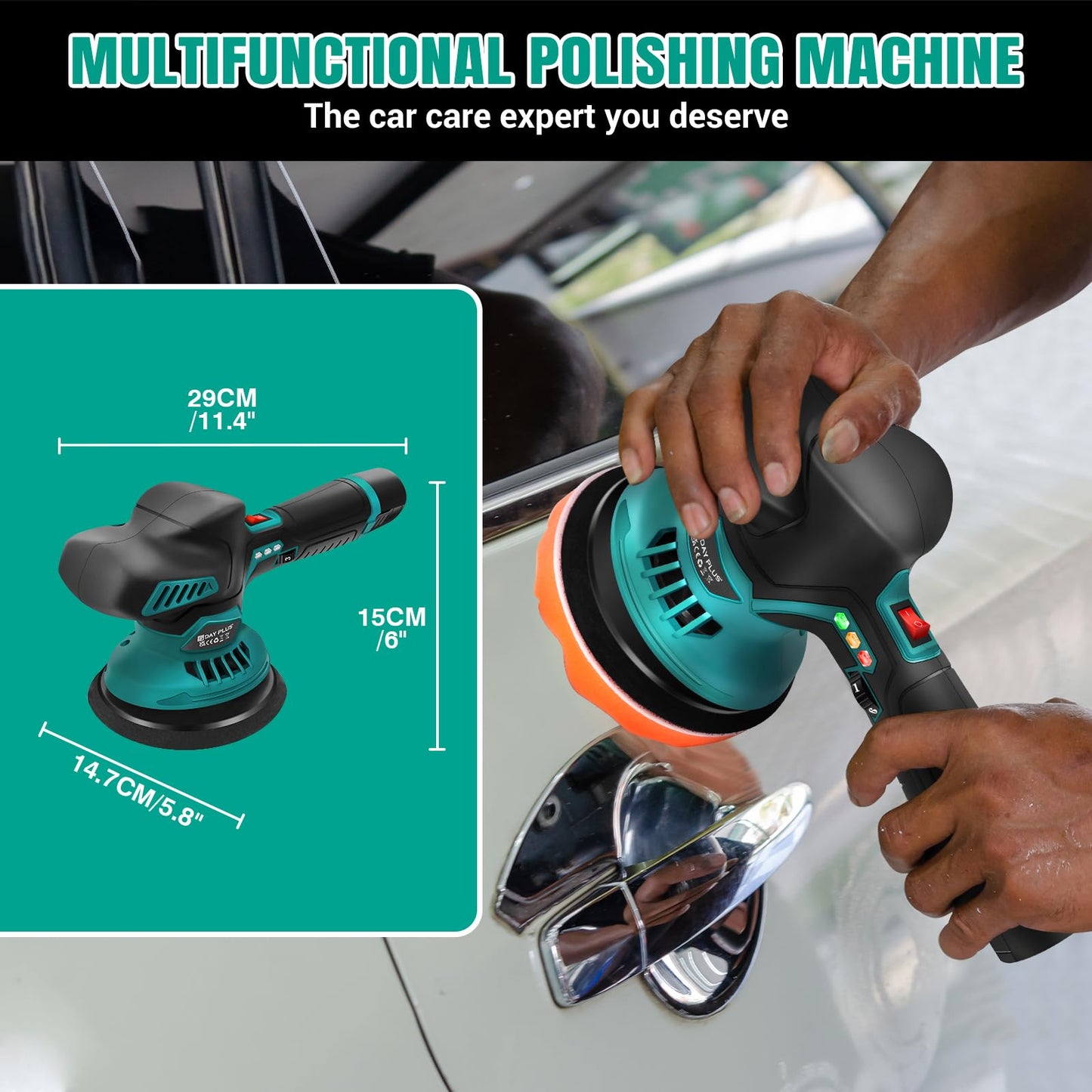 Cordless Car Buffer Polisher, Electric Polishing Machines Car Buffers and Polishers Kit,6 Variable Speed ,2*12V 2.0Ah Batteries,Cordless Polisher for Car Detailing/Polishing/Waxing/Scratch Removing