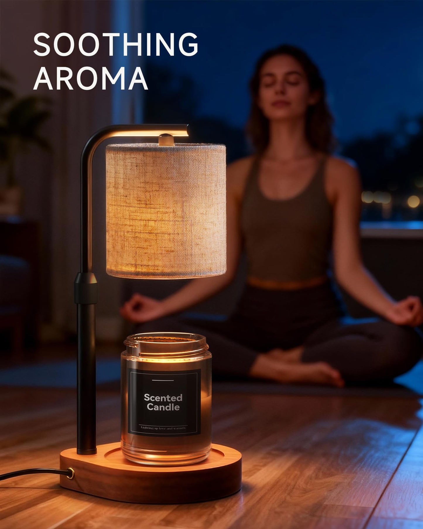 Candle Warmer Lamp with Timer & Dimmer for Yankee Candles, Adjustable Height Candle Warmer for Jar Candles, Wax Melt Lamp for Cozy Home Decor & Gifts,Linen
