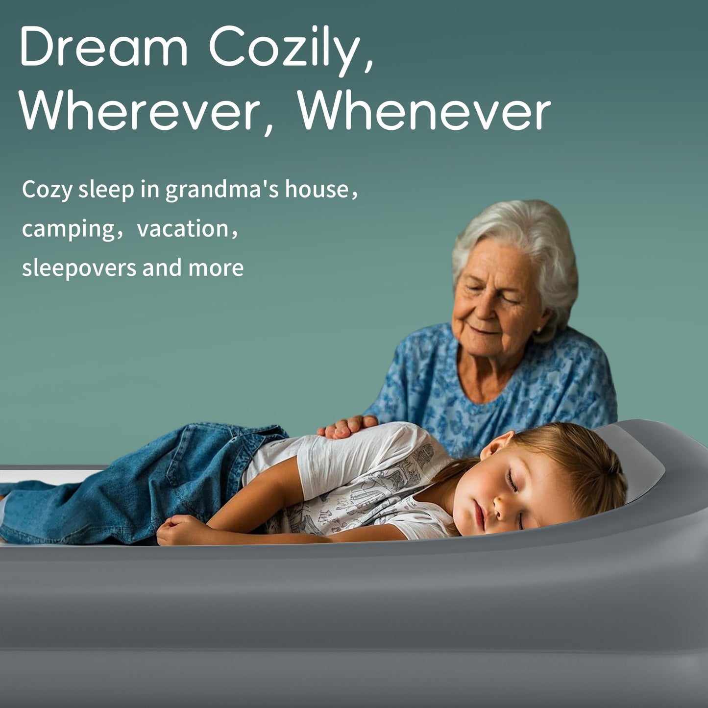 GloTika Inflatable Toddler Travel Bed, Portable Kids Air Mattress with Safety Bumpers, Ideal for Travel or Home Use, Includes Pump and Carry Bag