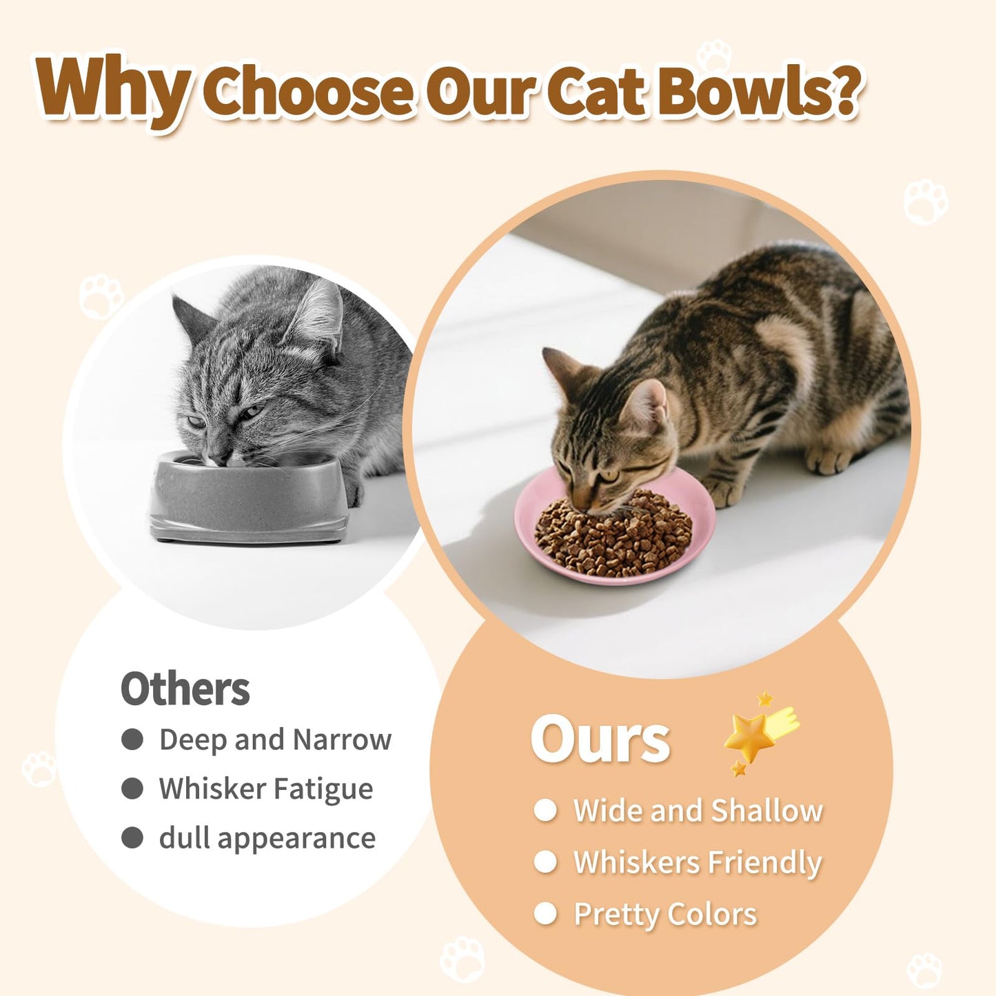 HSIGIO Ceramic Cat Food Bowl, Colorful Cat Bowls Whisker-Friendly, 5.9" Shallow Wide Kitten Plates, Easy to Clean Indoor Feeding Dishes