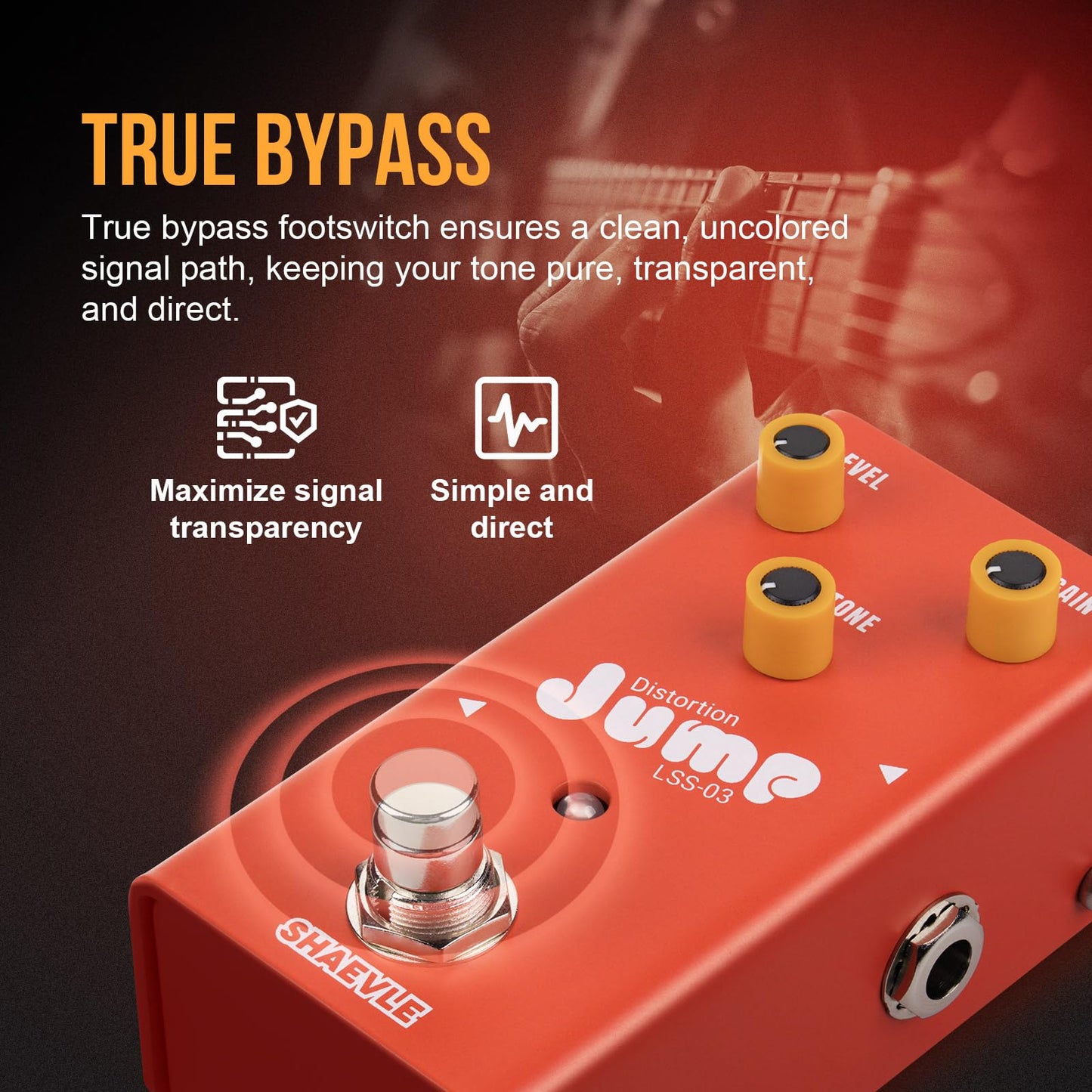 SHAEVLE Distortion Guitar Pedal Crunch-Style– All-Analog Circuit, True Bypass, Compact Design for Classic Amp-Like Drive (Crunch Distortion)