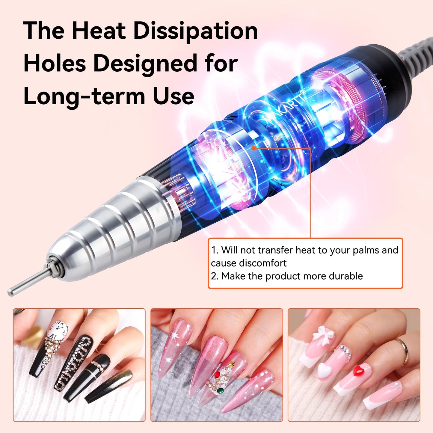 Makartt Nail Drill Handpiece for Up200 Machine:Professional Electric File Remove Gel Polish Poly Nail Gel Black