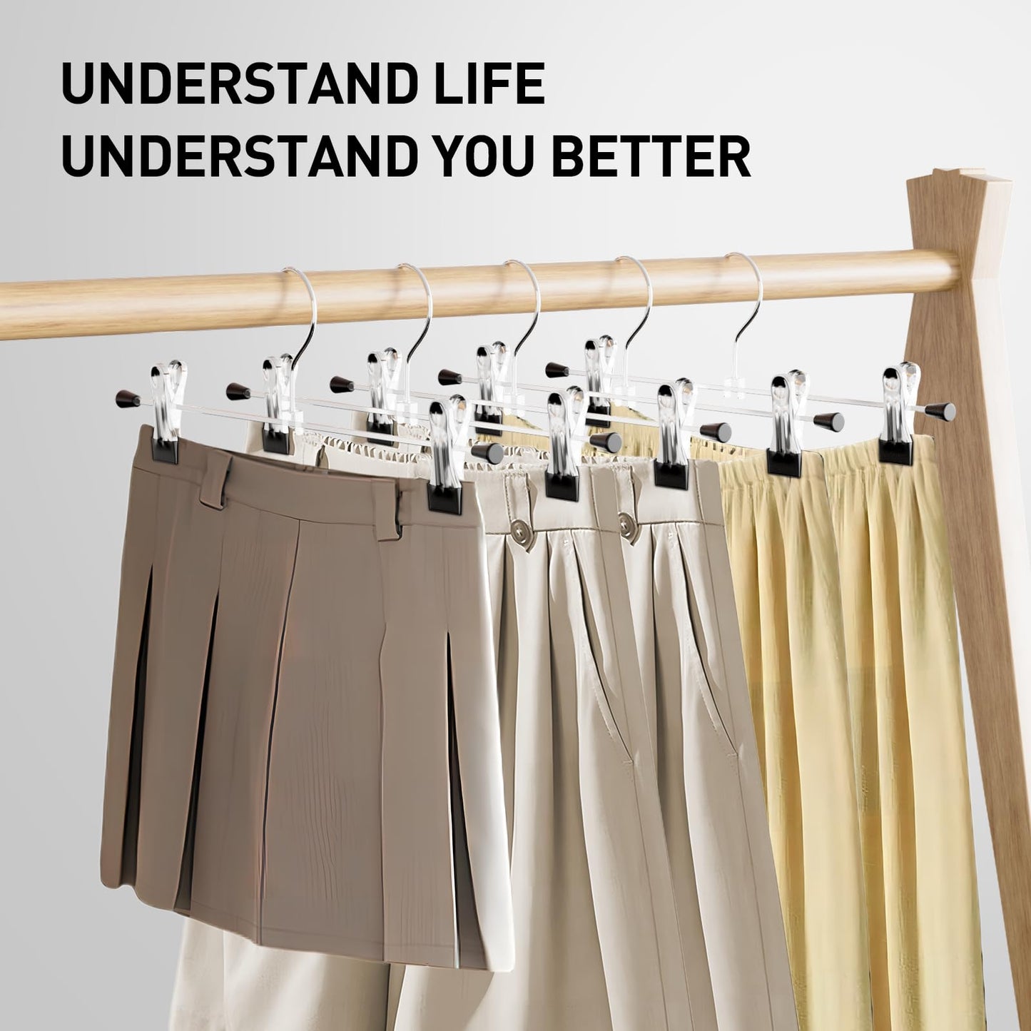 Clothes Hangers, IDMAX Adjustable Heavy Duty Hangers with Non-Slip Clips Pants Hangers Stainless Steel Skirt Coat Suit Hangers Stackable Coat Hangers Clothes Hook Space Saving (40 Pack)