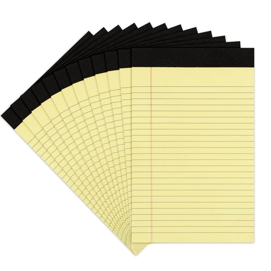 12 PCS Yellow Legal Pads 8.5 x 11-50 Sheets per Notepad, Goefun Wide Ruled Yellow Lined Notepads 8.5x11, Perforated Letter Size Writing Pads for Work, Business, Home