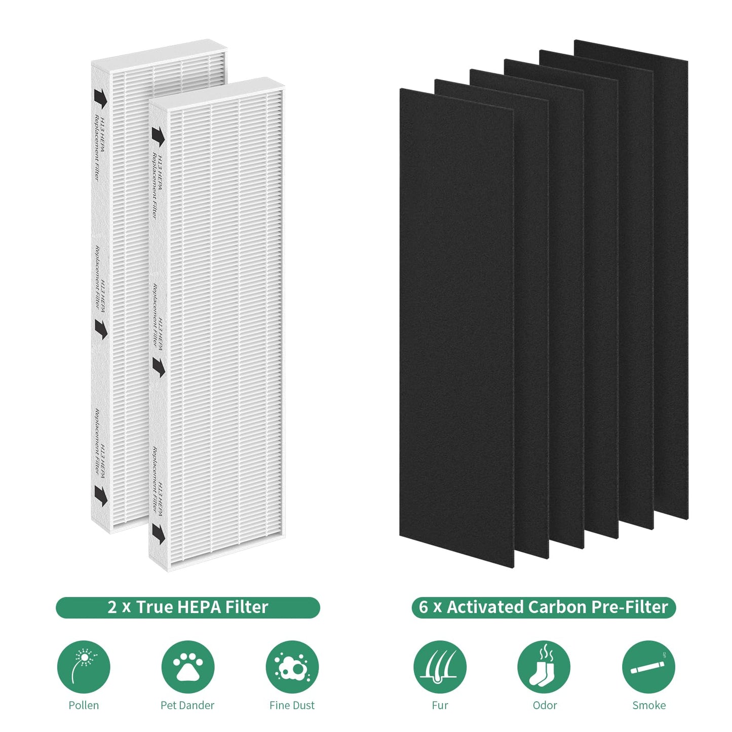 SAKEGDY HEPA Replacement Filter, Compatible with Fellows AeraMax 90 100 DB5 DX5 Purifier, Part# 9287001 9324001 40101701. Package Include 2 HEPA Filter and 6 Activated Carbon Pre-Filters.
