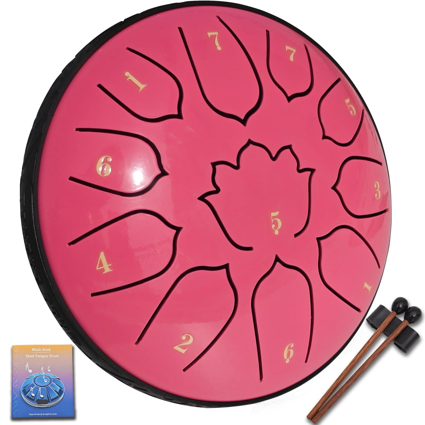 Steel Tongue Drum 6.5-Inch 11 Notes – Rain Drum for Outside & Garden, with Soft Bag, Mallets and Music Book – for Meditation, Relaxation, Music Learning & Music Gift – VESYMAN