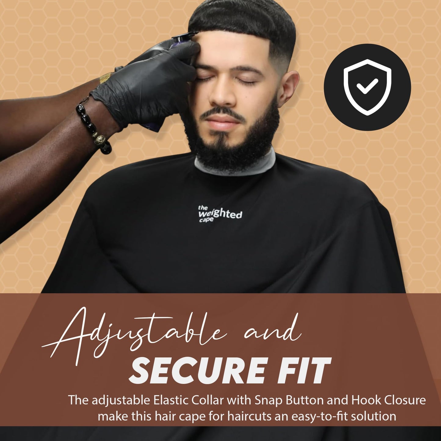 The Weighted Cape - Professional Weighted Hair Cutting Cape, 4lbs 6lbs, 67 x 60 (Black) Water Resistant Barber Cape, Salon Cape, Sensory Friendly Cape. Autism, ADHD. (Black 4 pound Weighted Cape