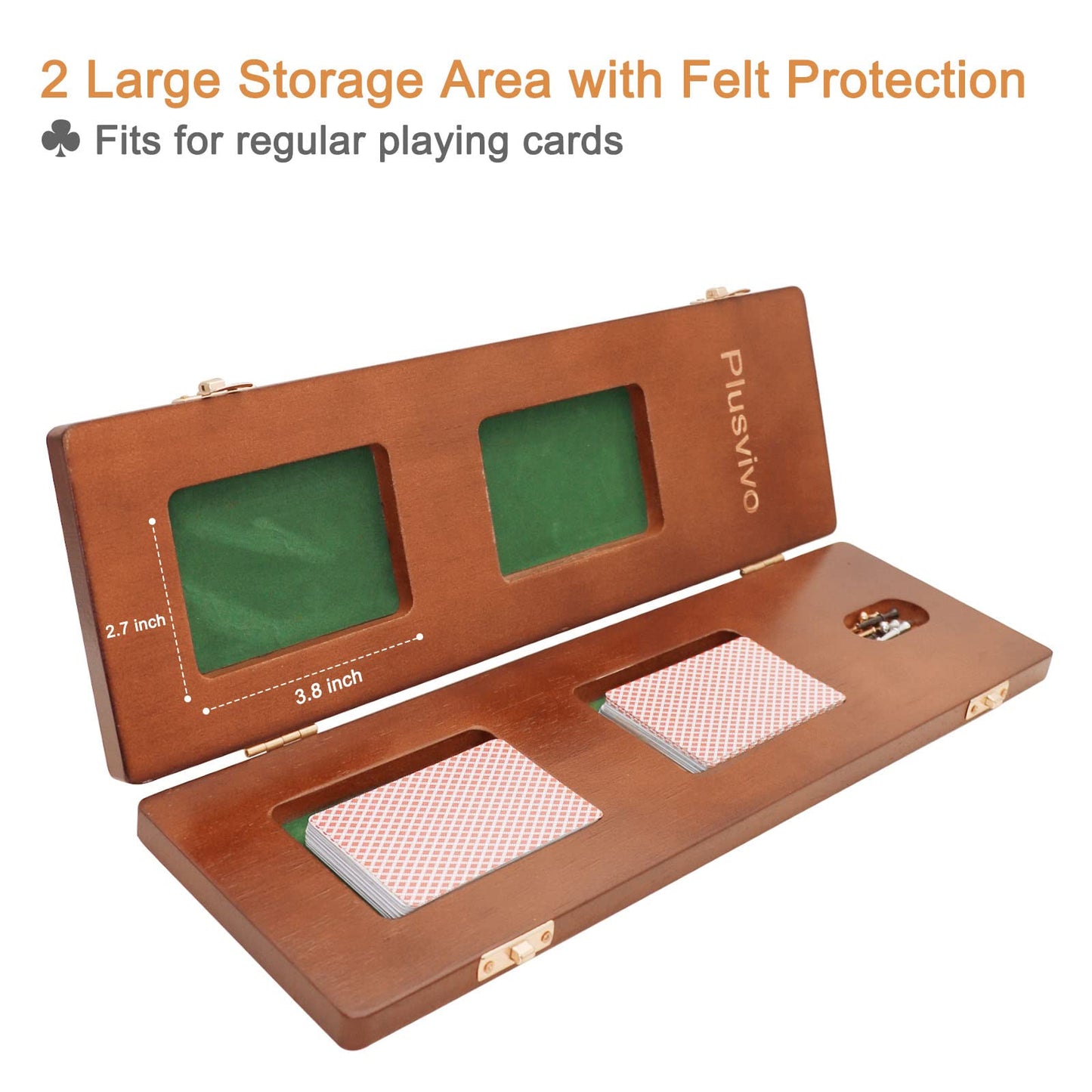 Cribbage Board 3 Tracks, Plusvivo Premium Solid Oak Crib Board with 9 Cribbage Pegs Metal & 2 Storage Area, 15.5" X 4.9" X 1.2" for Travel Foldable Cribbage Board Game…