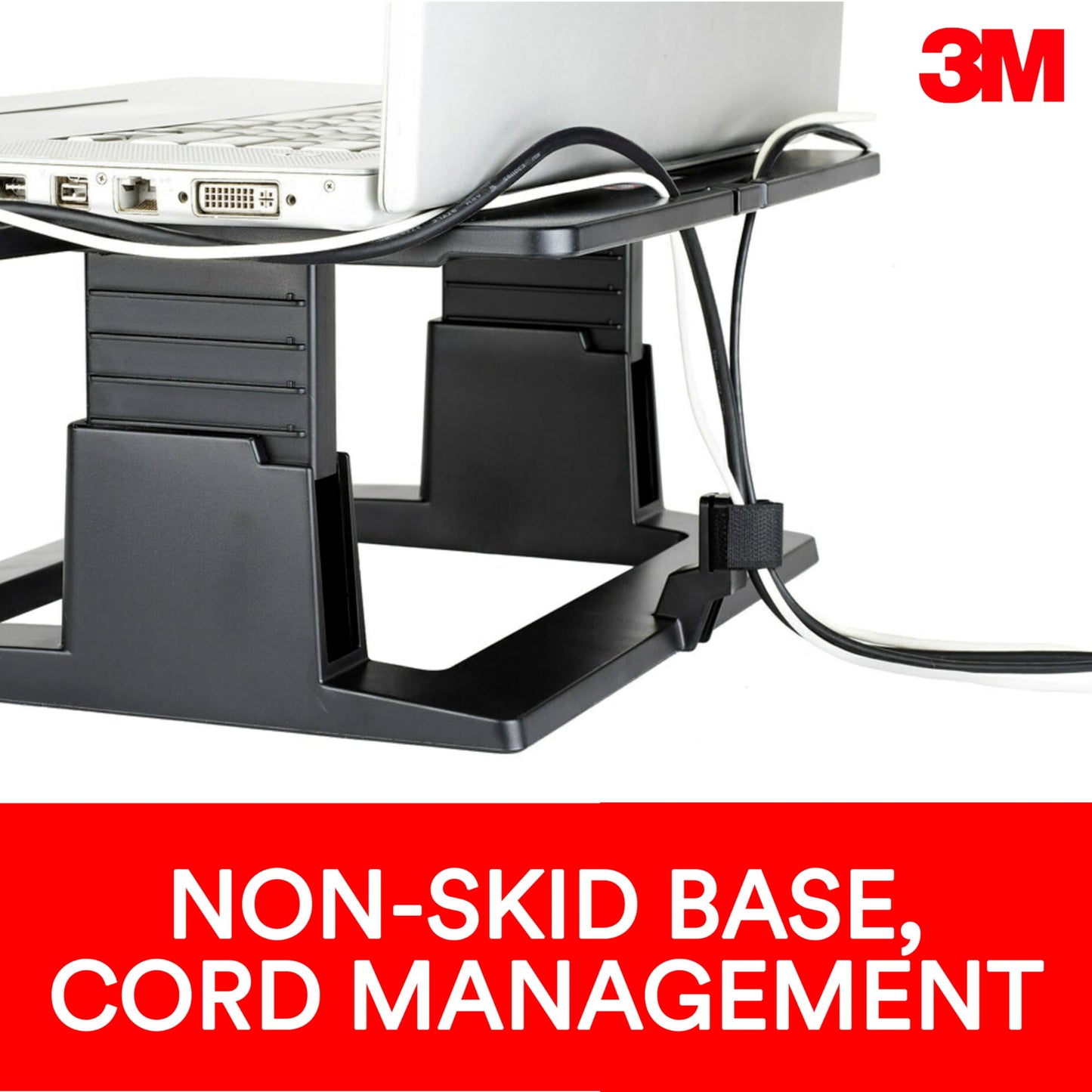 3M Adjustable Laptop Stand, Raise Height 4" - 6" to Reduce Neck Strain, Non-Skid Base, Cooling Vents, Laptop Riser