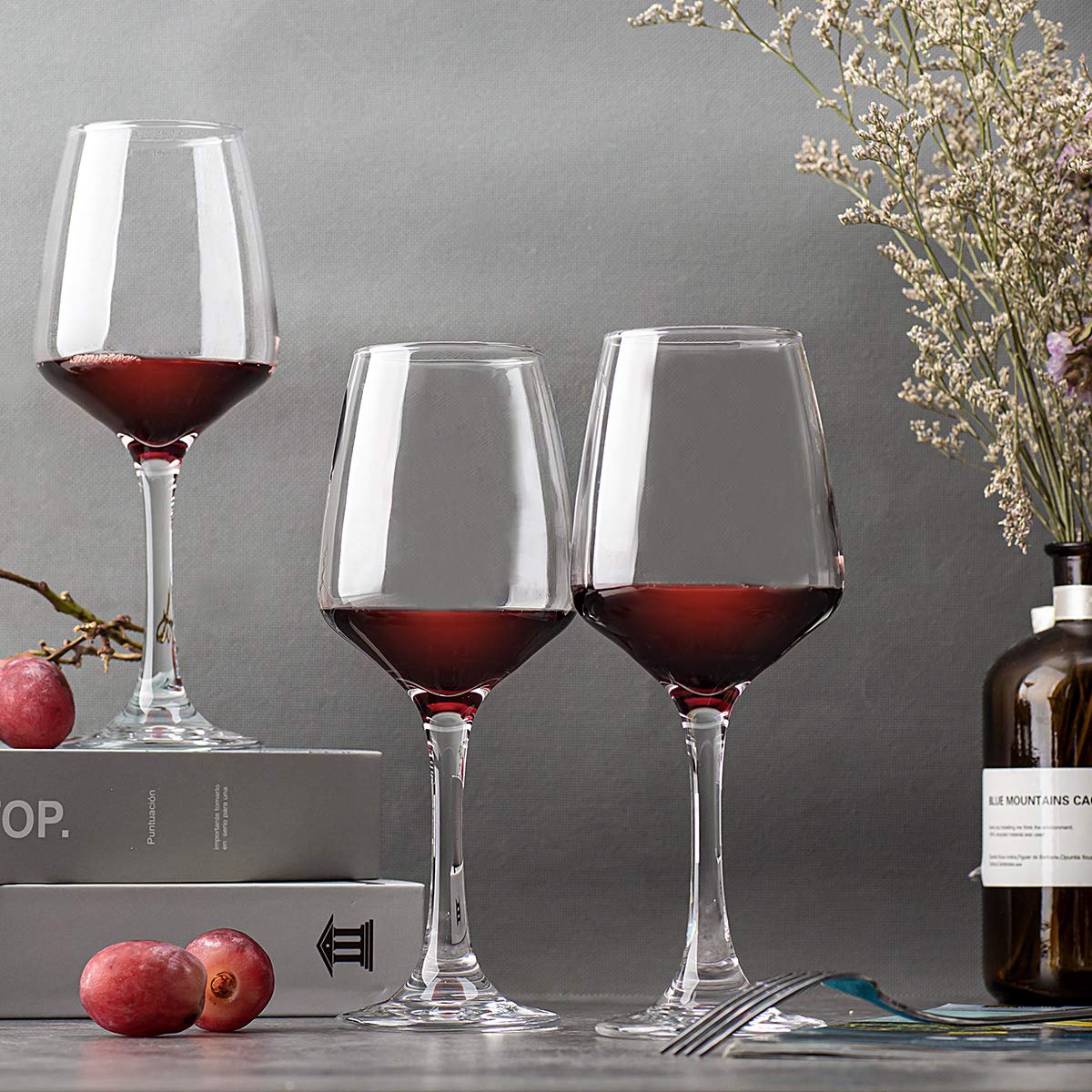 C CREST Wine Glasses Set of 8, 12oz, Lead-free, Clear, Durable Glassware