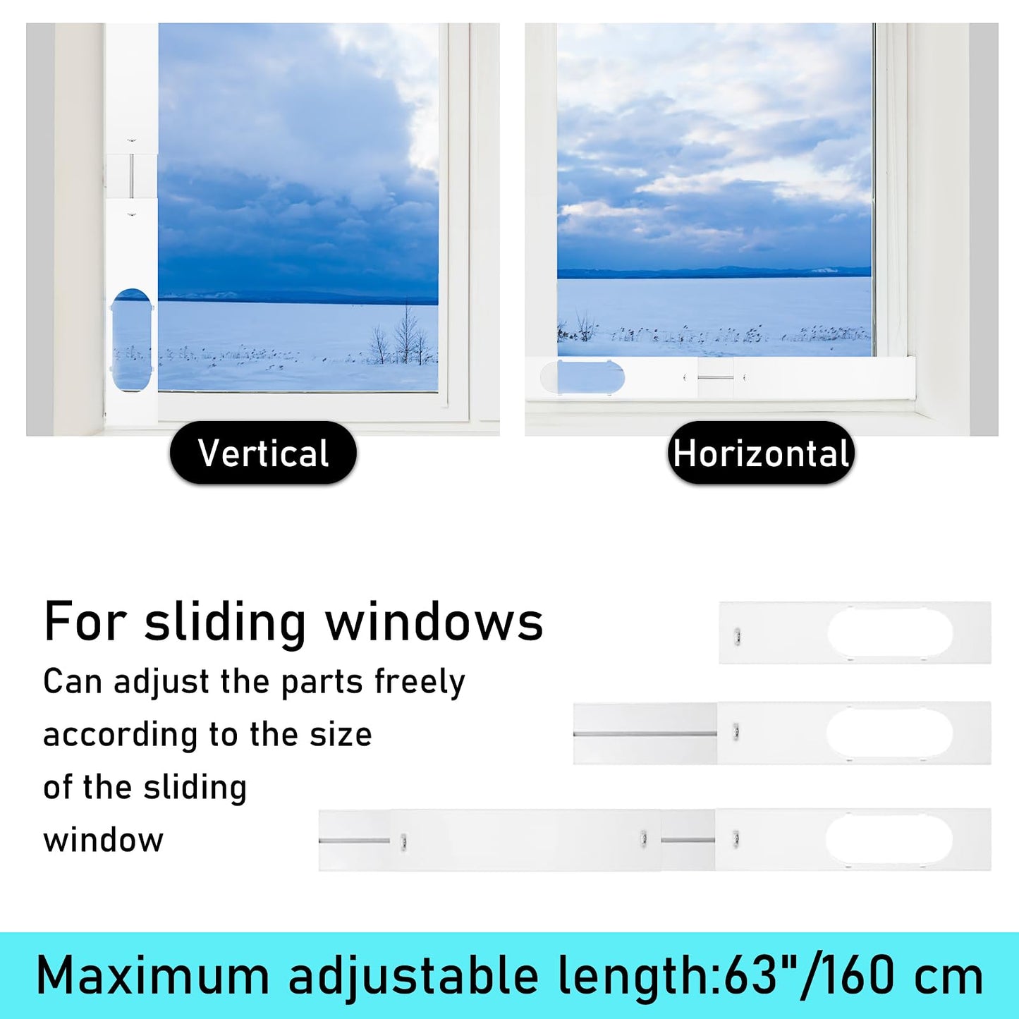 Portable AC Window Vent Kit, 5.9" Exhaust Hose & Universal Coupler & Accessories, Seamless Air Conditioner Replacement Seal Plate, Adjustable Window Seal Kit for Vertical Horizontal Sliding Window