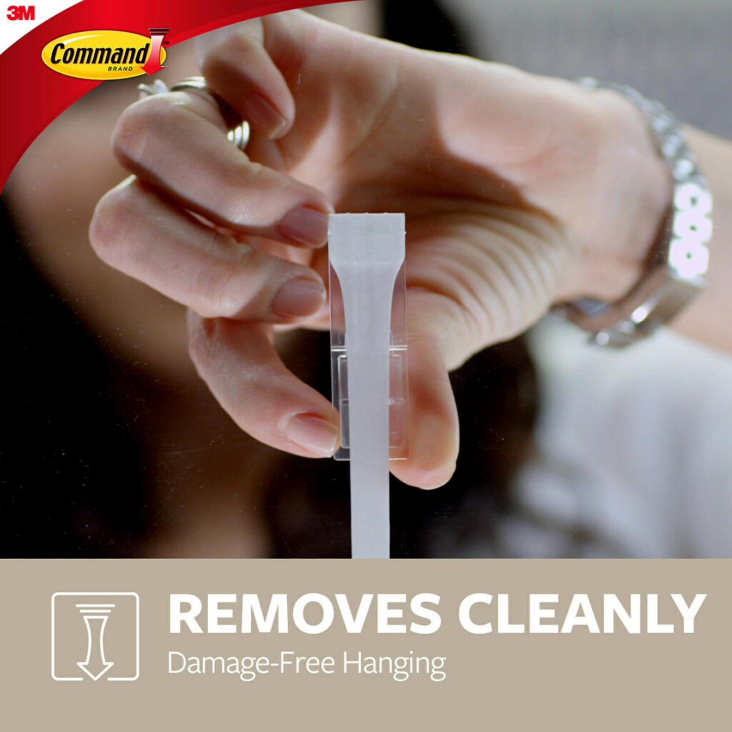 Command Large, Damage Free Hanging Wall Hooks with Adhesive Strips, No Tools Double Wall Hooks for Christmas Decorations, 2 Black Plastic Hooks and 2 Strips