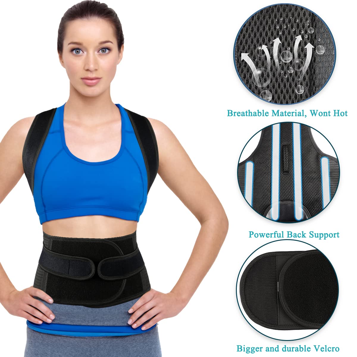 Back Brace Posture Corrector for Women and Men - Relief for Waist, Back and Shoulder Pain - Adjustable and Breathable Posture Back Brace - Improve Back Posture and Provide Lumbar Support XL(37"-42")