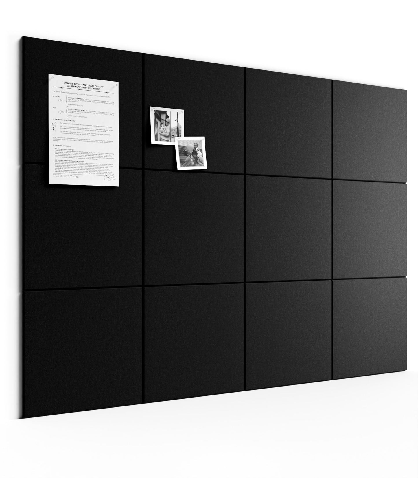 Large Cork Board Alternative - Slat Wall Paneling, Felt Bulletin Board Tiles for Office Decor, Push pin Board Office Wall Organizer -12-Pack-Black