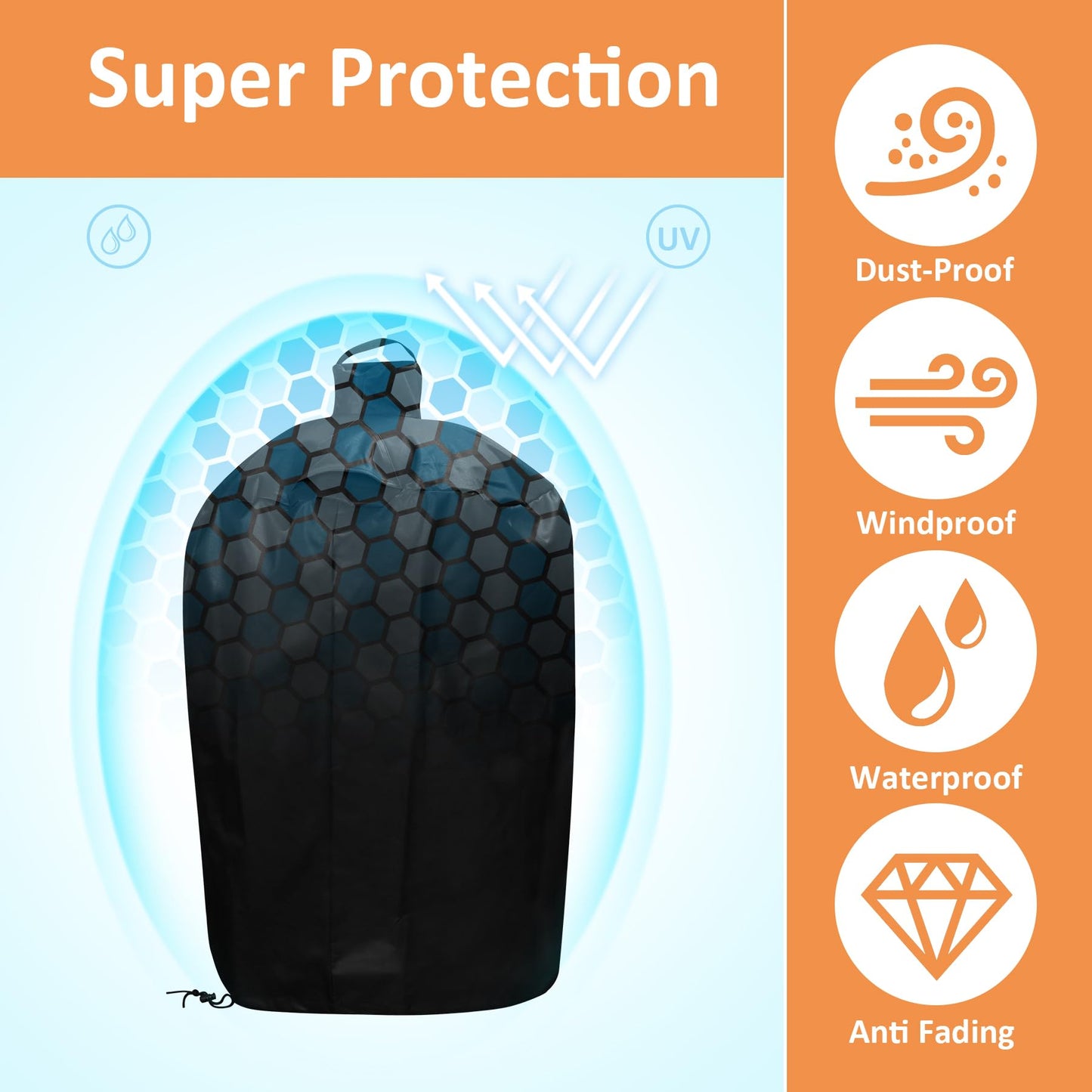 Grill Cover for Large Big Green Egg and Kamado Classic Joe Ceramic Grill, 29 Inch Dia Waterproof Outdoor Grill Full Cover, Outdoor BBQ Smoker Accessories