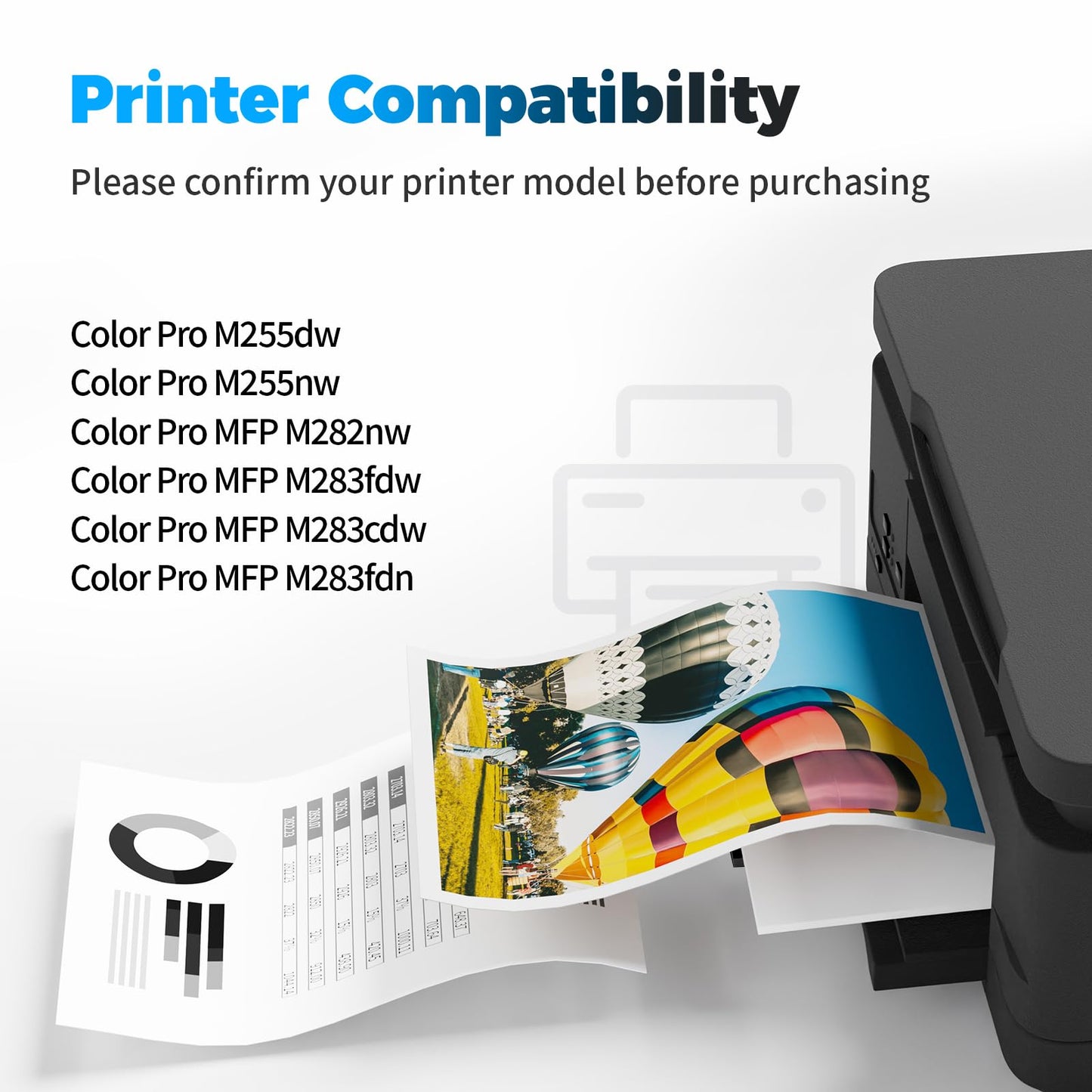 BAIINK 206A Black Toner Cartridges (with Chip) Compatible for HP 206A Black Toner Cartridges W2110X W2110A for Pro MFP M283fdw M283cdw M255dw M283 M255 M282 Printer ( 2 Pack )
