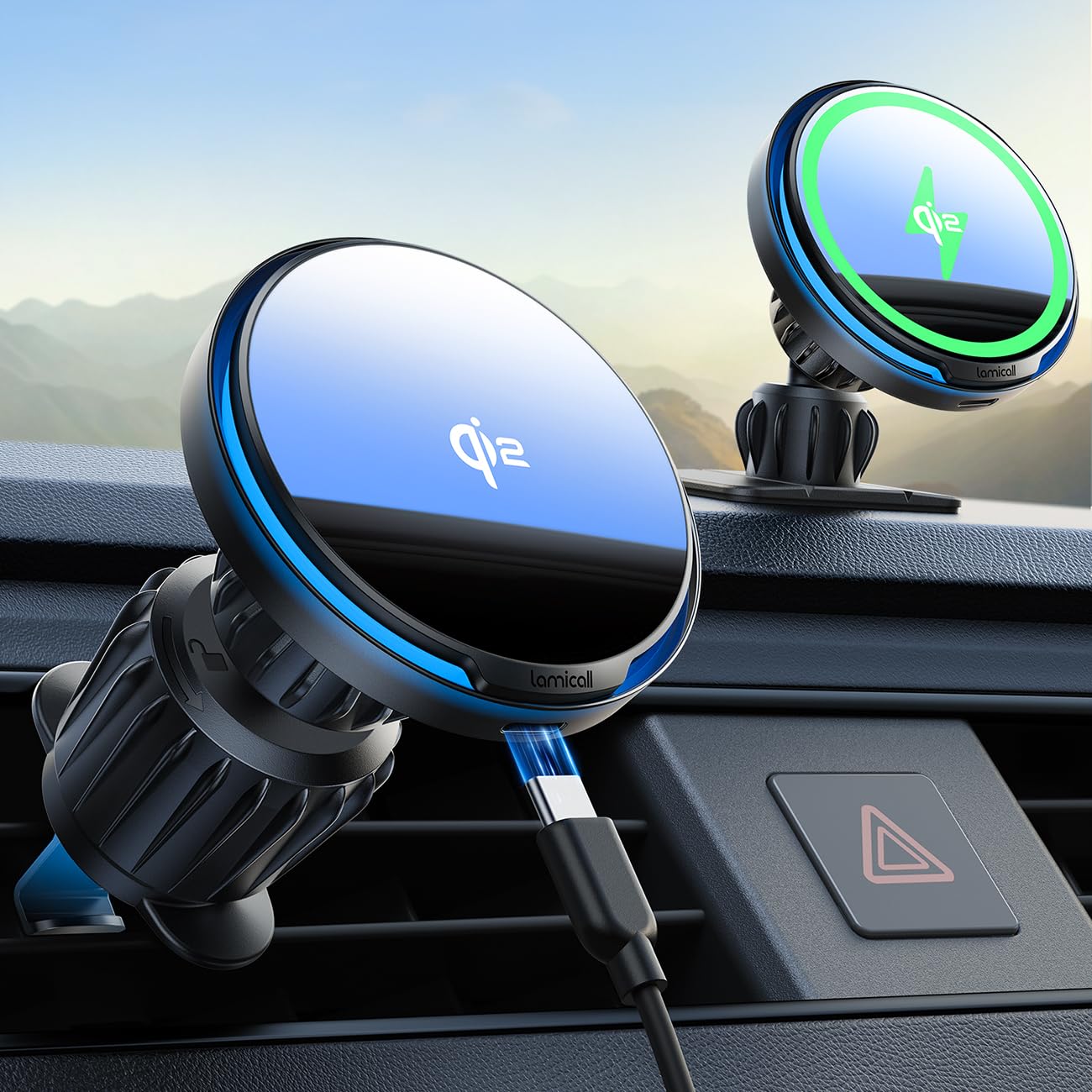 Lamicall for Magsafe Car Mount Charger - [Qi2 15W Fast Charging] 360° Adjustable Car Phone Holder, Vent Dashboard Magnetic Wireless Car Charger for iPhone 17/16/15/14/13/12 Samsung S25/24, Mom Gift