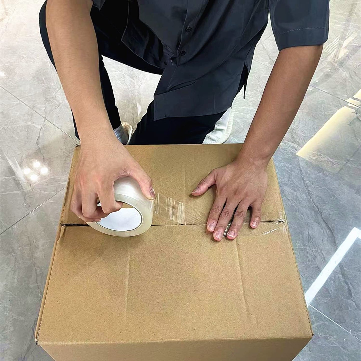 COSIMIXO 18rolls,No Noise Silent Packing Tape 2.4mil x 1.88" x 110 Yards,Industrial Heavy Duty Noiseless Packaging Tape for Quiet Packing Shipping Moving and Storage