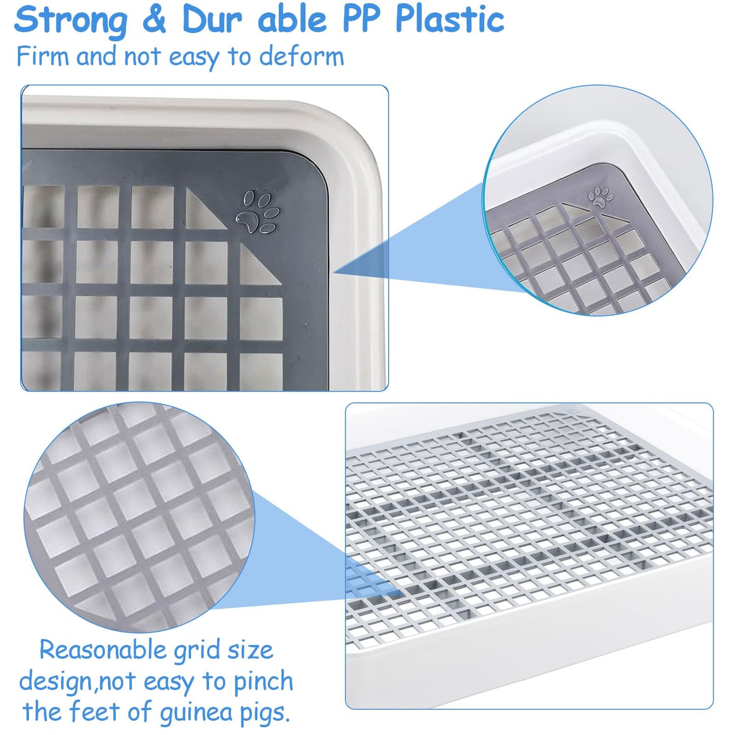 2 Pcs Rabbit Large Litter Box with Grate, Guinea Pig Training Litter Box for Cage, Rectangular Rabbit Litter Pan Pet Toilet for Rats, Hamsters, Small Animals (14.5 x 11.8 x 2.6 Inch)