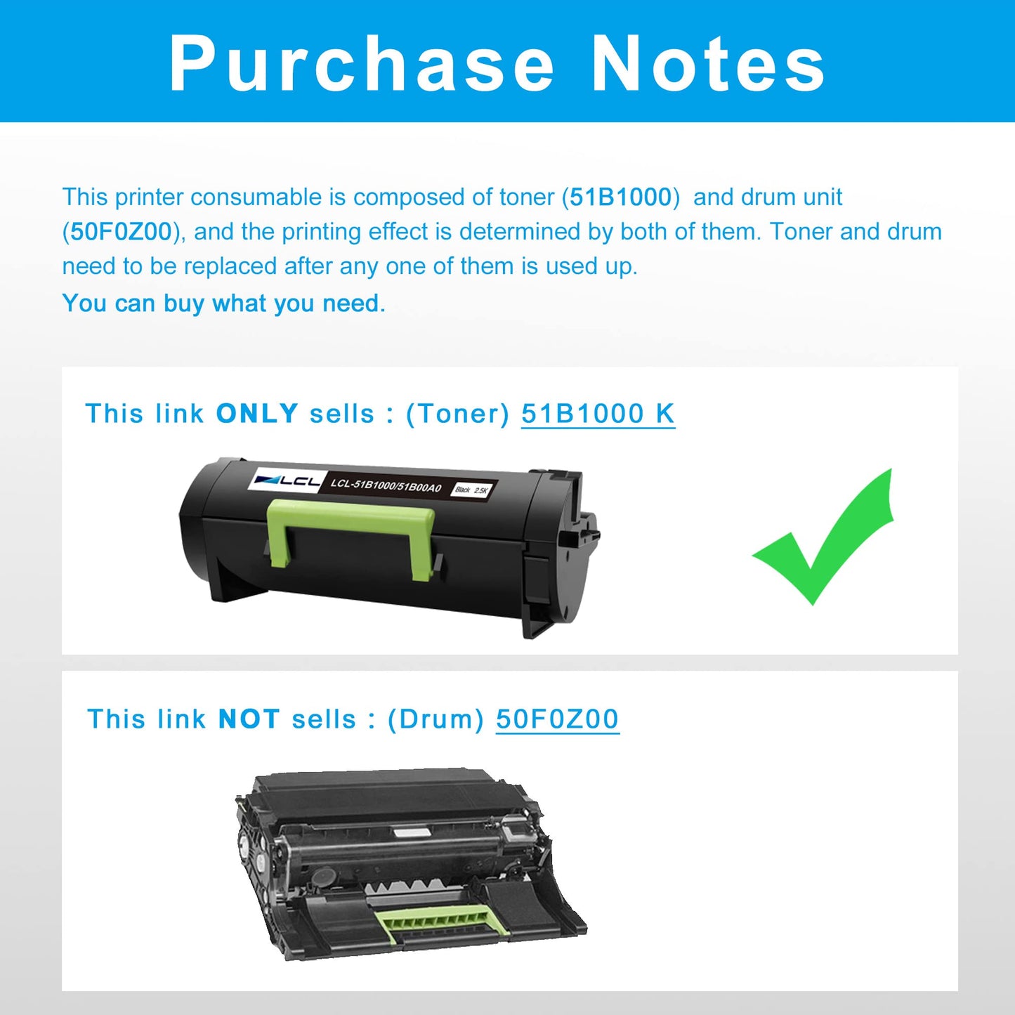 LCL Compatible Toner Cartridge for Lexmark 51B1000 for MS317 MS317DN MS417 MS417DN MS517 MS517DN MS617 MS617DN MX317 MX317DN MX417 MX417DN MX517 MX517DE MX617 MX617DE MX417de(1-Pack, Black)