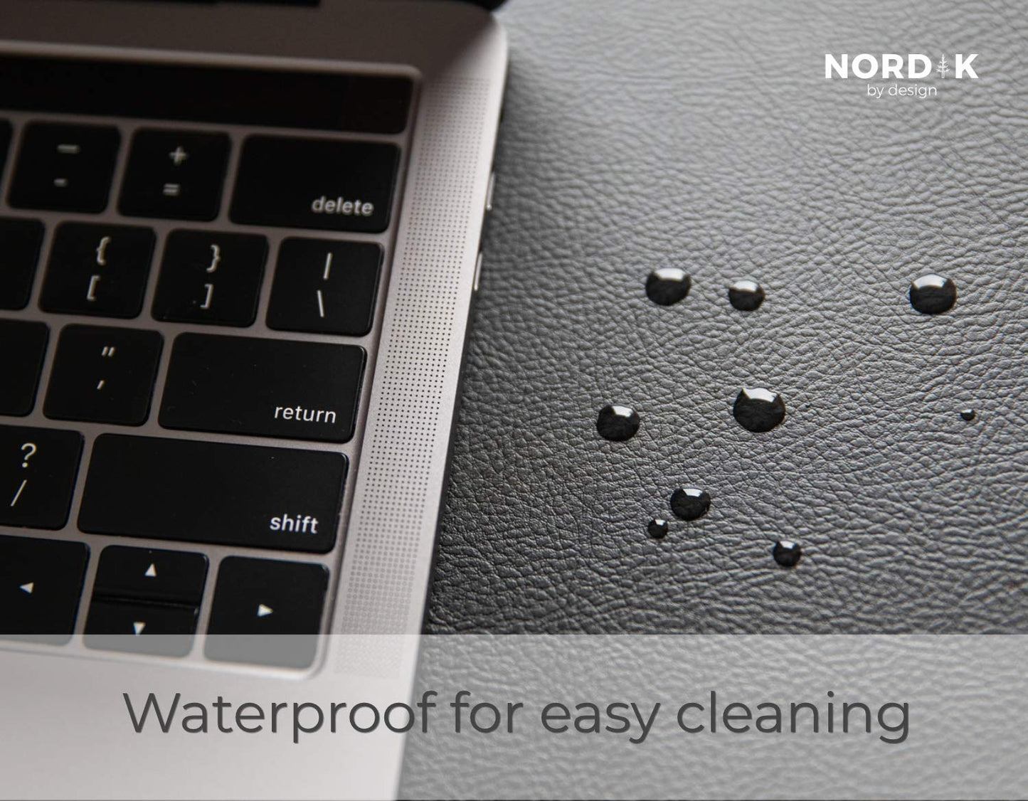Nordik Leather Desk Mat Cable Organizer - Pebble Black 89cm x 43cm - Premium Extended Mouse Mat for Home Office Accessories - Felt Vegan Large Leather Desk Pad Protector & Desk Blotter Pads Décor