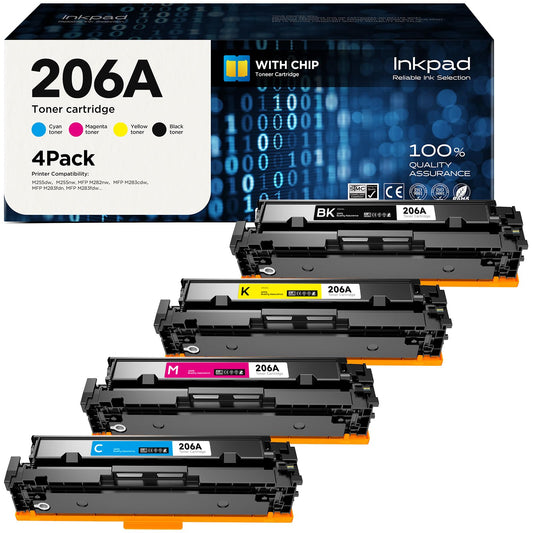 206A 206 A 206X Toner Cartridges Replacement for HP-206A W2110A W2111A W2112A W2113A | Compatiable with HP Color Laserjet Pro M255dw MFP M283fdw M283cdw Printers