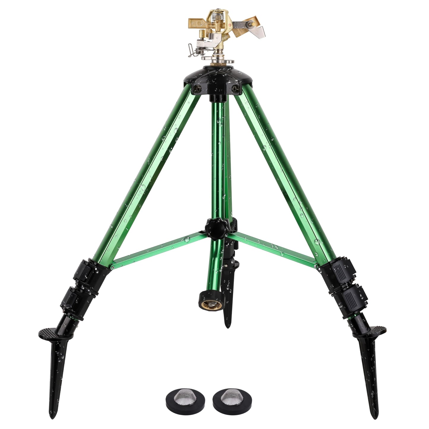 lxjnfac Sprinklers for Yard,Heavy-Duty Impact Sprinkler on Ground Plug Tripod Base, 360 Degree, 0-43 Feet Large Area Coverage Yard Sprinklers, Adjustable Height 16-37” Water Sprinkler for Lawn