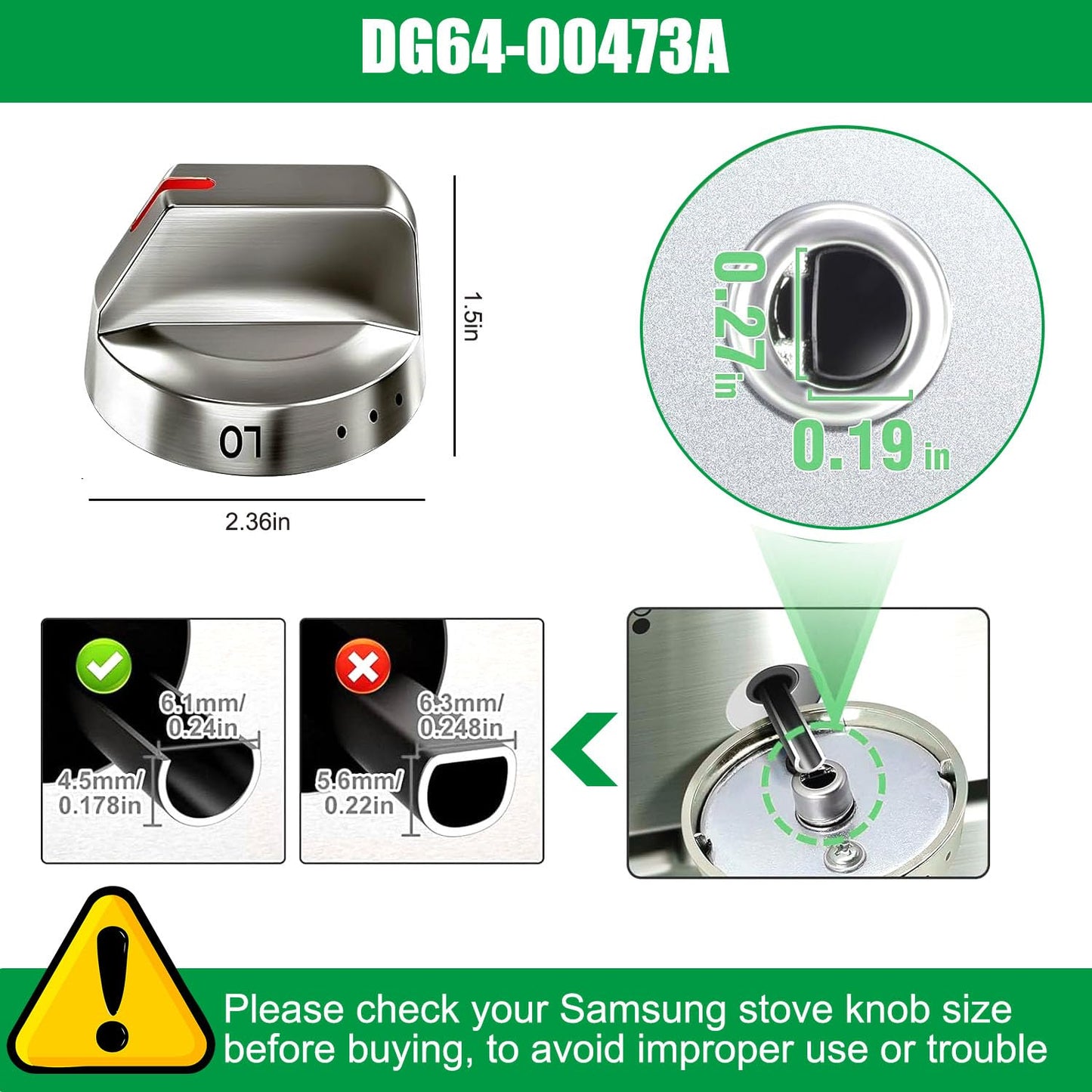 5 Pack DG64-00473A Stove Knob Replacement for Samsung Gas Range Oven Stove Part NX58H5600SS NX58H5650WS NX58K7850SS NX58J7750SS NX58F5700WS