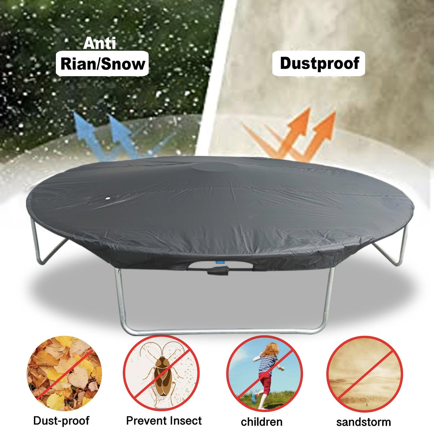 SIHAIAN 8 Ft Trampoline Cover 420D Trampoline Winter Cover One-Click Installation and disassembly Trampoline Protective Cover Anti-UV, Snow, Dust-Proof Trampoline Weather Cover