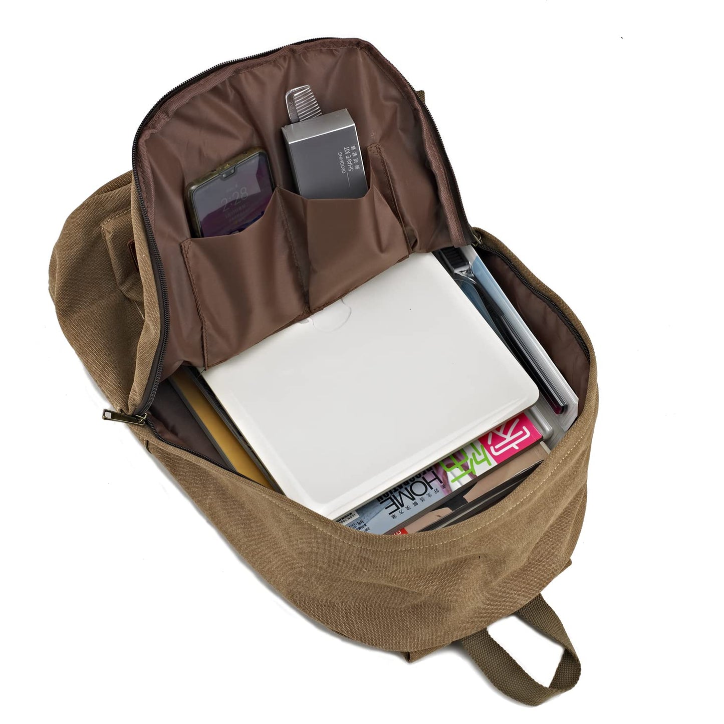 Seemeroad Canvas Vintage Backpack Lightweight Travel Daypack Laptop Backpack College Student Rucksack for Men Women (Coffee)