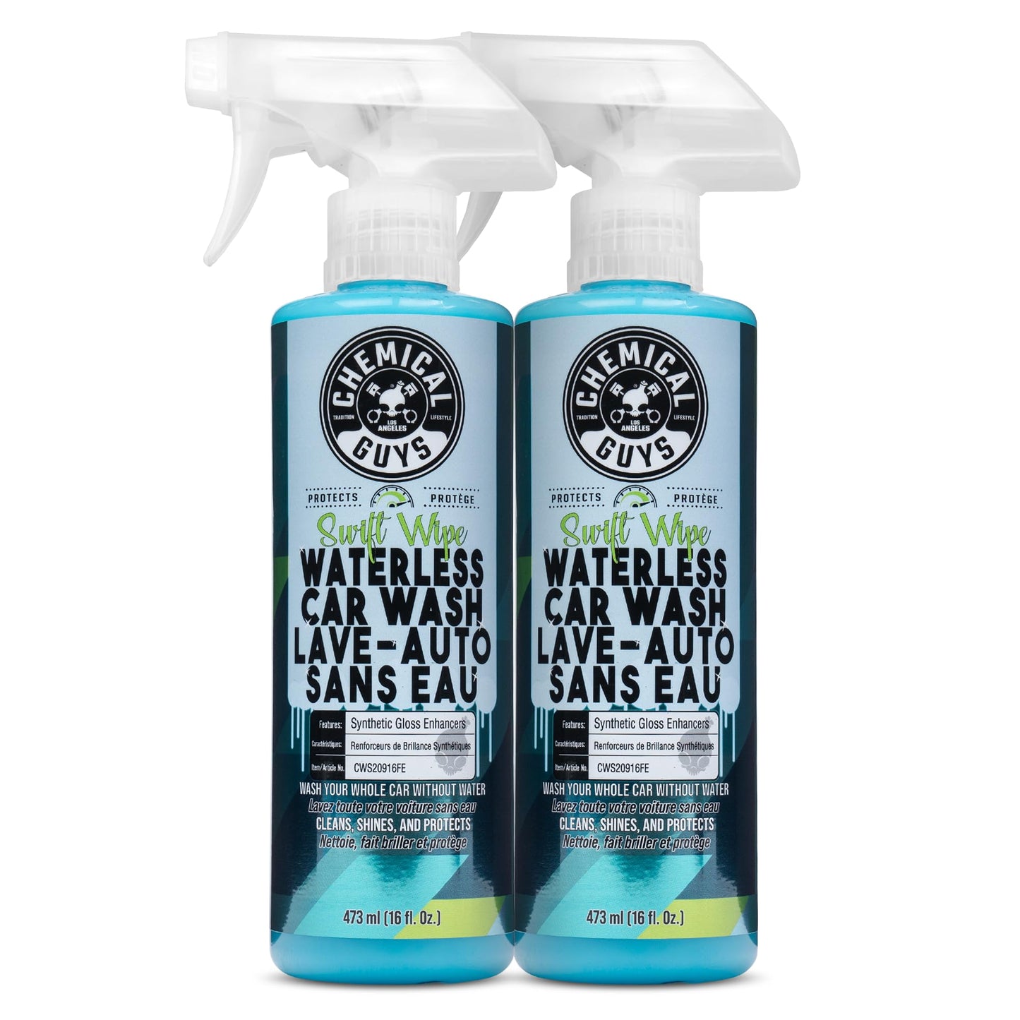 Chemical Guys Swift Wipe Sprayable Waterless Car Wash, Easily Clean - Just Spray & Wipe, Safe for Cars, Trucks, Motorcycles, RVs & More, 473 ml (2 Pack)
