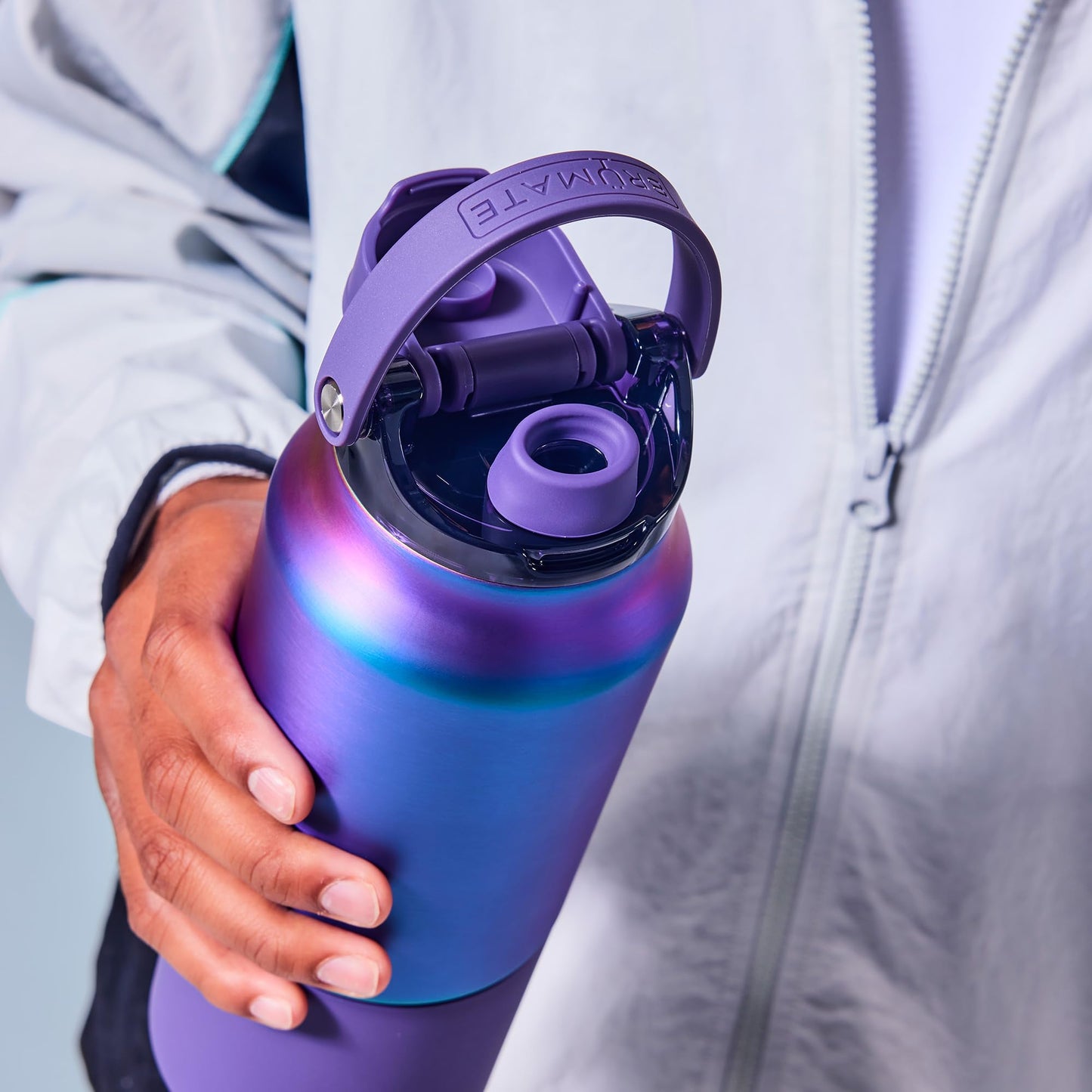 BrüMate Rise 35oz Water Bottle With Covered Silicone Straw | 100% Leakproof Insulated Water Bottle | Soft Sip Silicone Spout | Made of Stainless Steel | 35oz (Onyx Leopard)