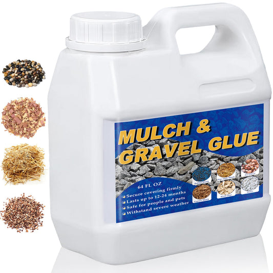 64OZ Mulch and Rock Glue for Landscaping, Fast Drying Lockdown Sticky Rock Glue, Reliable and Non-Toxic Gravel Binder for Rocks, and Pea Gravel, Lasts up to 12-24 Months