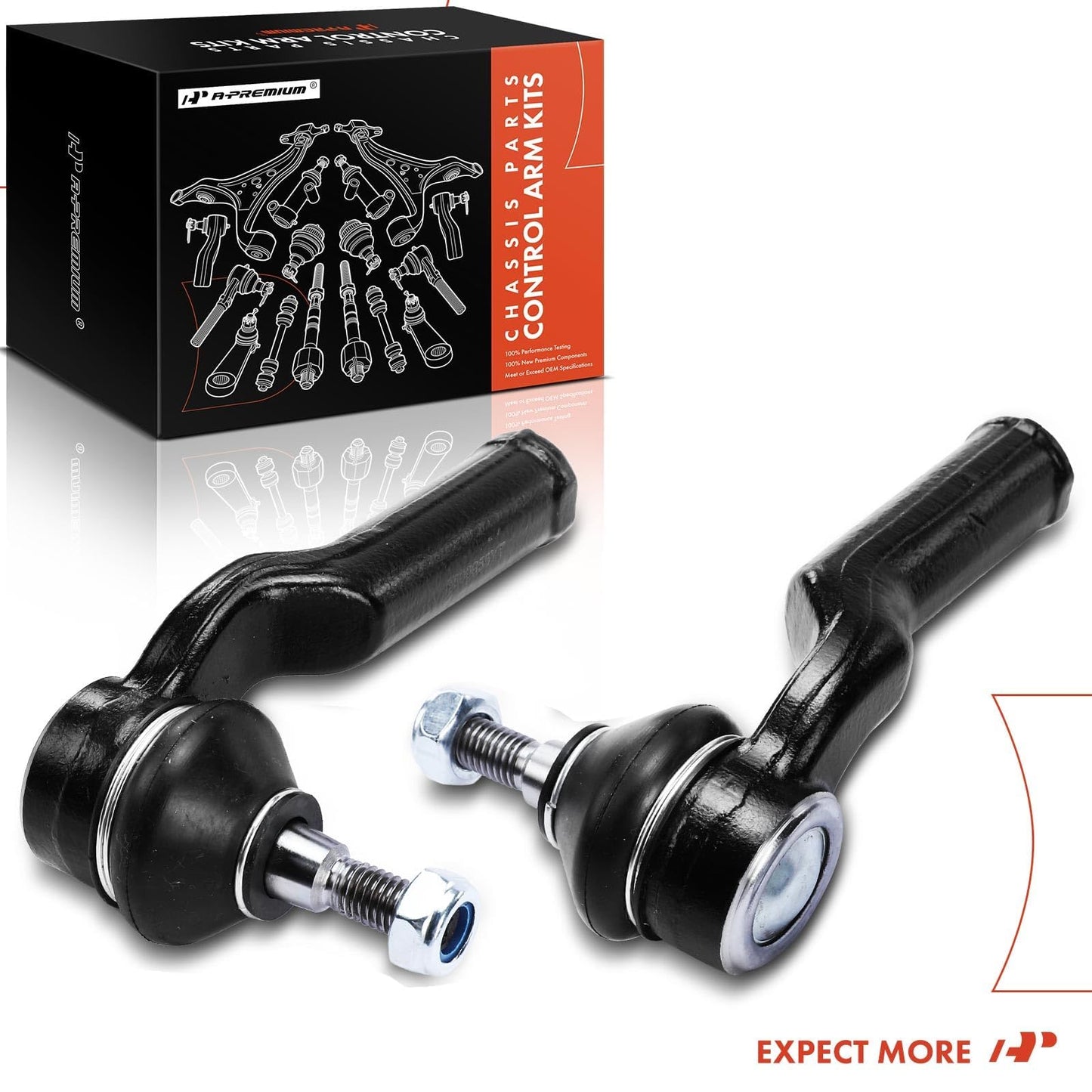 A-Premium 2pcs Front Outer Tie Rod Ends, Compatible with Ford Escape 2013-2019, Focus 2012-2018, Transit Connect 2014-2018, C-Max 2013-2018 & Lincoln MKC 2015-2019