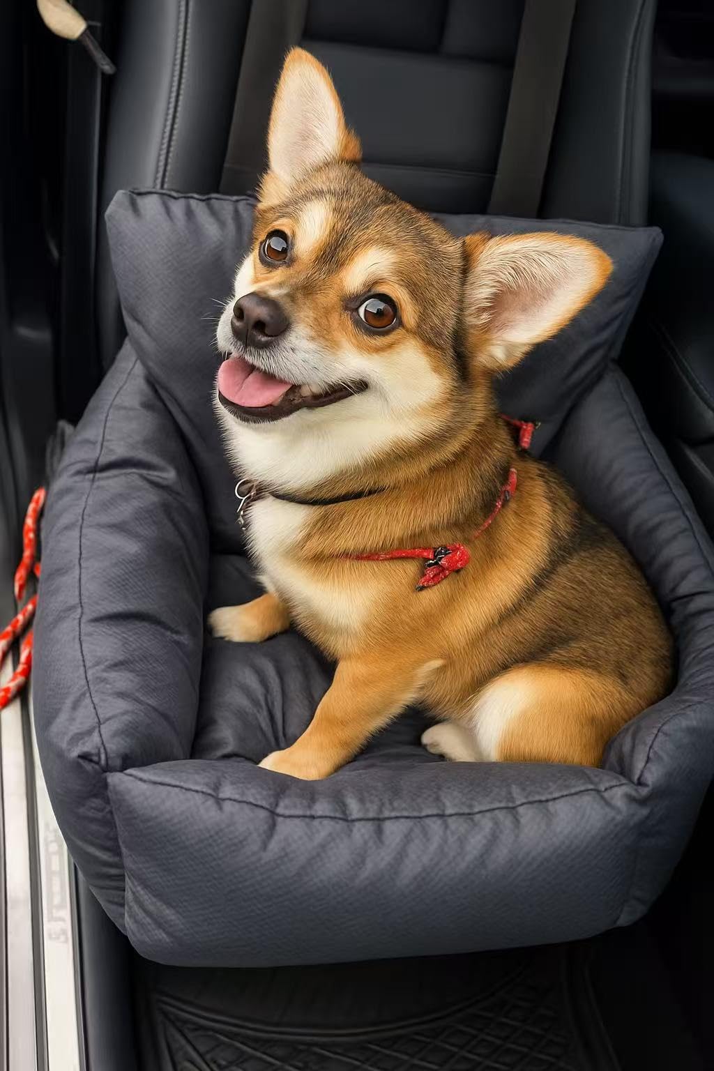 Travel Paw Car Seat for Small Dogs, Cat seat, Cat Booster, Pet Booster, Pet Seat, pet Pillow, Bed, Water Resistant, Fully Detachable with Side Pockets and Safety Clip-on Leash
